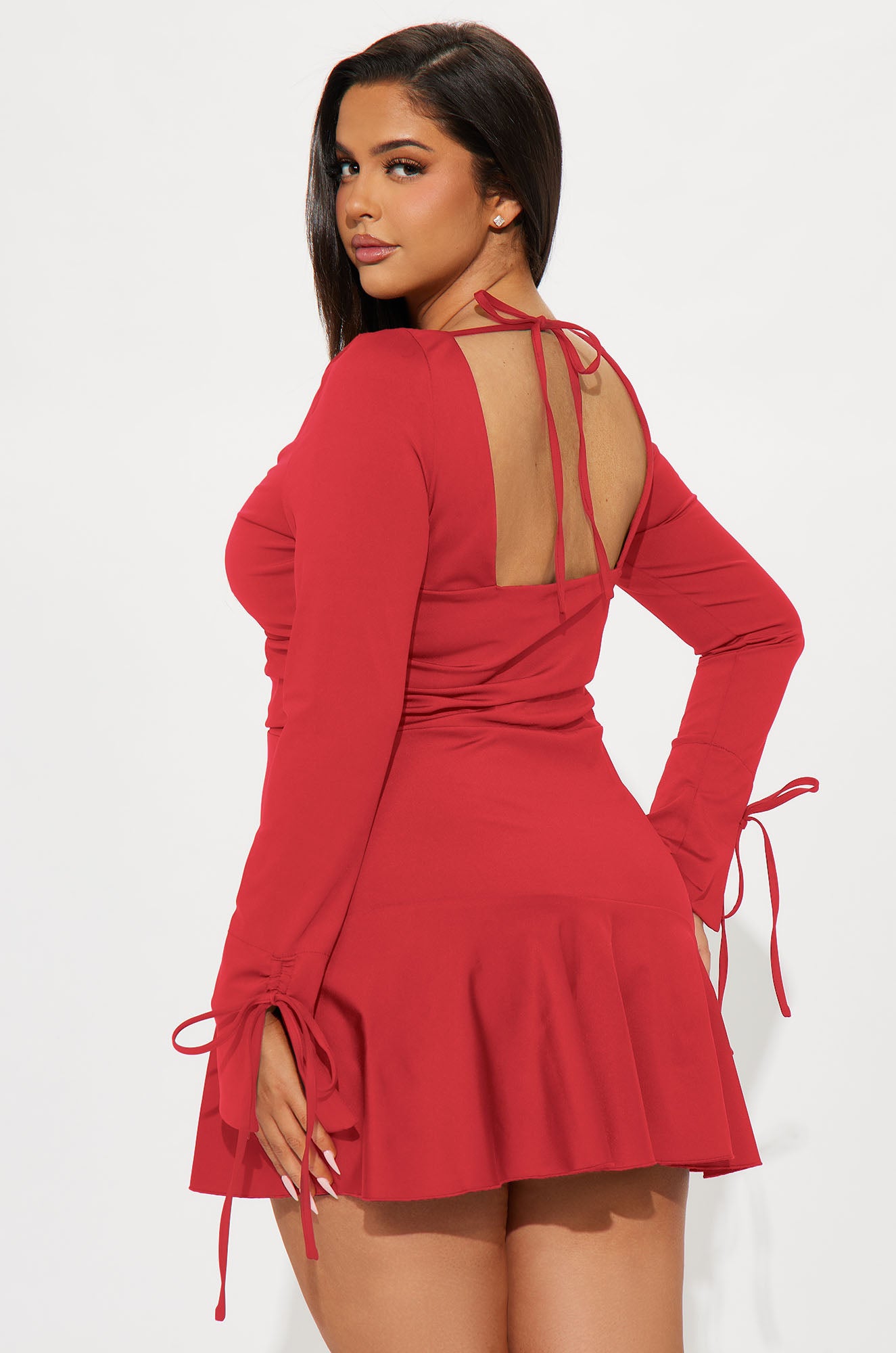 So Perfect Sculpt Ruffle Mini Dress - Red - Image 6