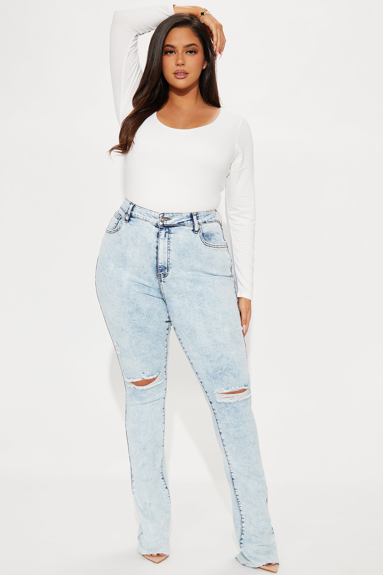 Tall Best Stretch Ripped High Rise Bootcut Jeans - Acid Wash Denim - Image 4