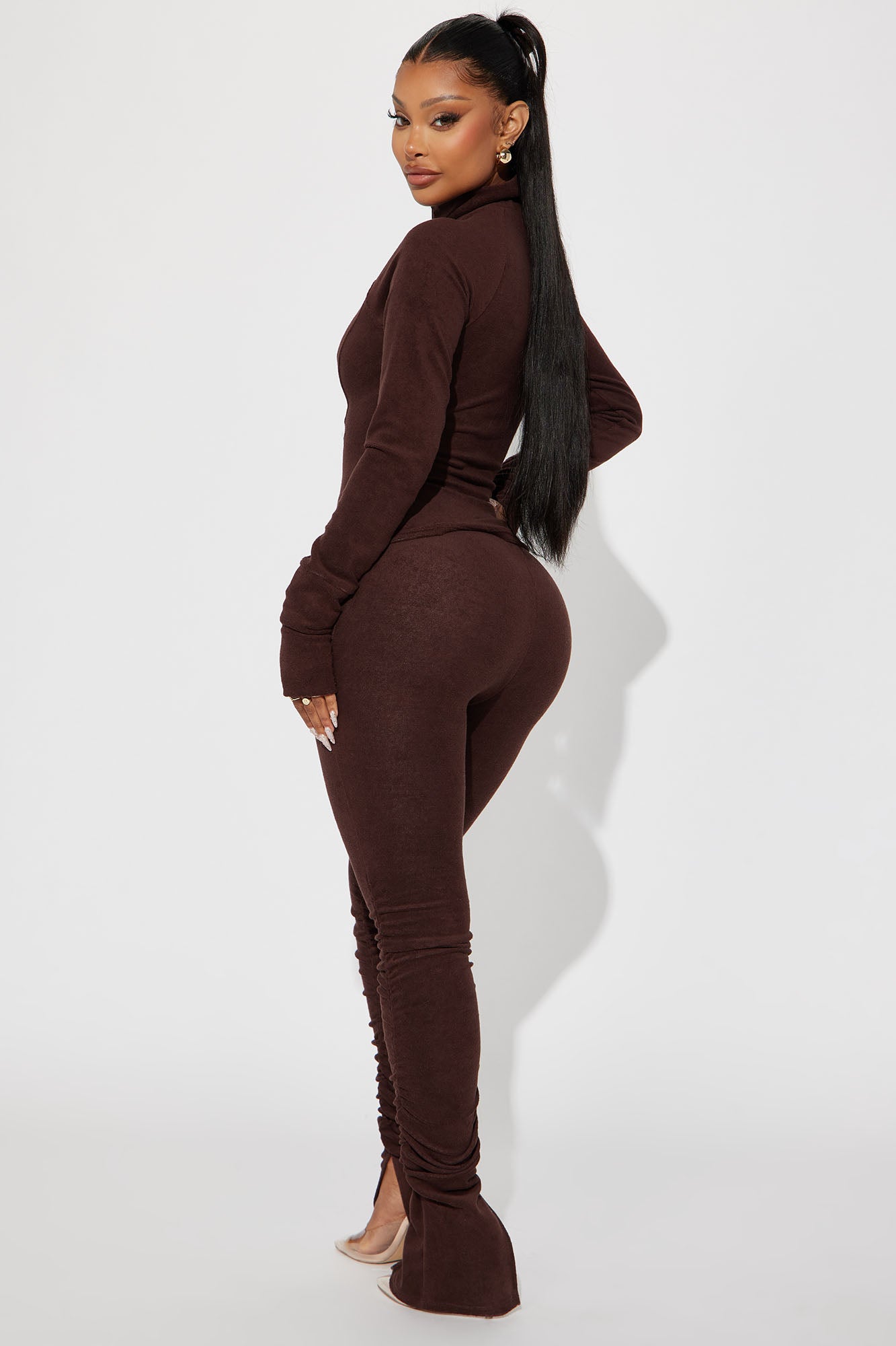 Weekend Chill Terry Cloth Pant Set - Chocolate - Image 3