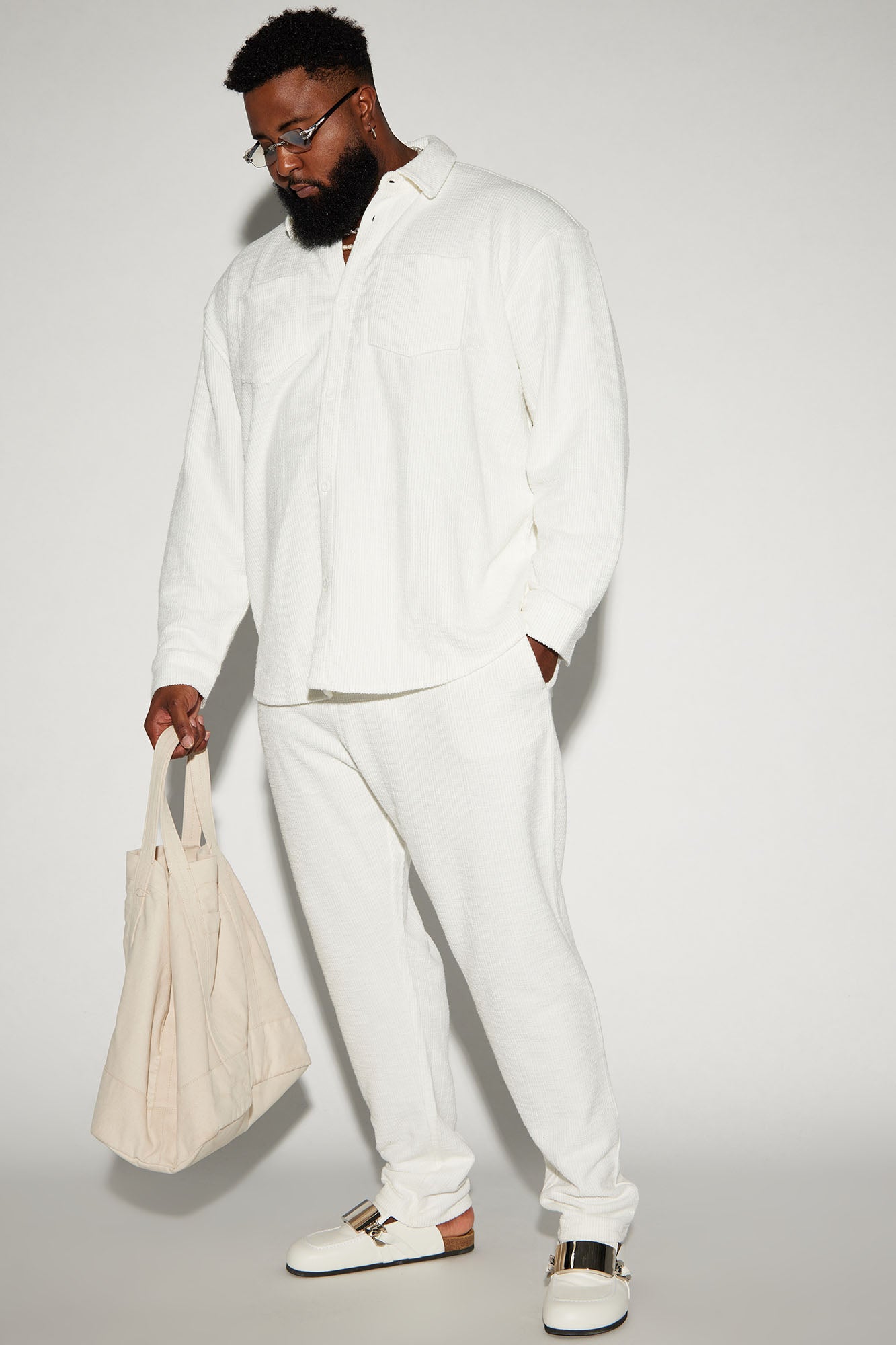 Dean Textured Slim Pants - White - Image 13
