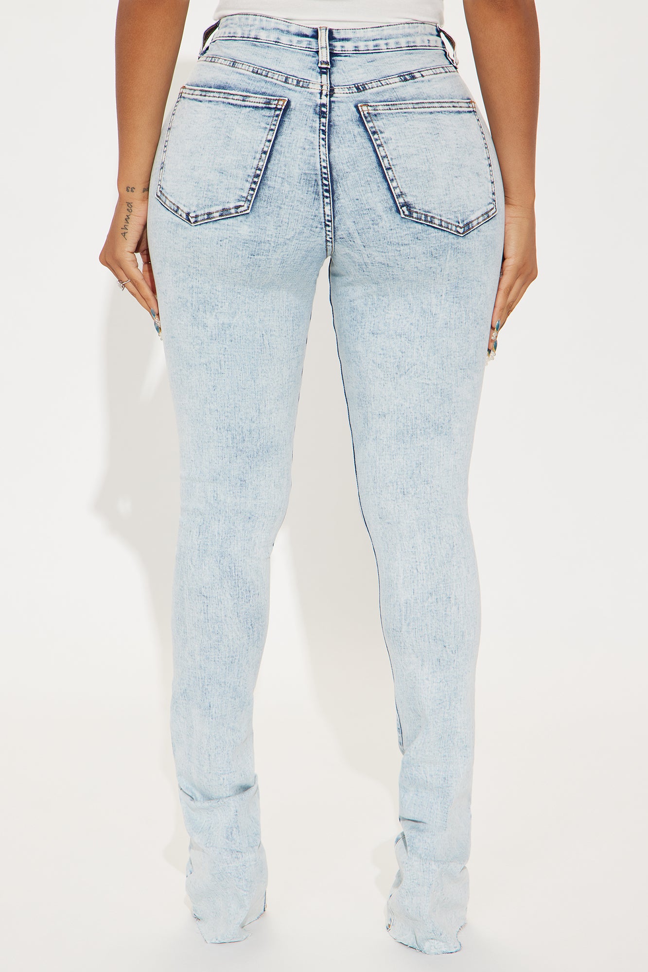 Tall Best Stretch Ripped High Rise Bootcut Jeans - Acid Wash Denim - Image 3