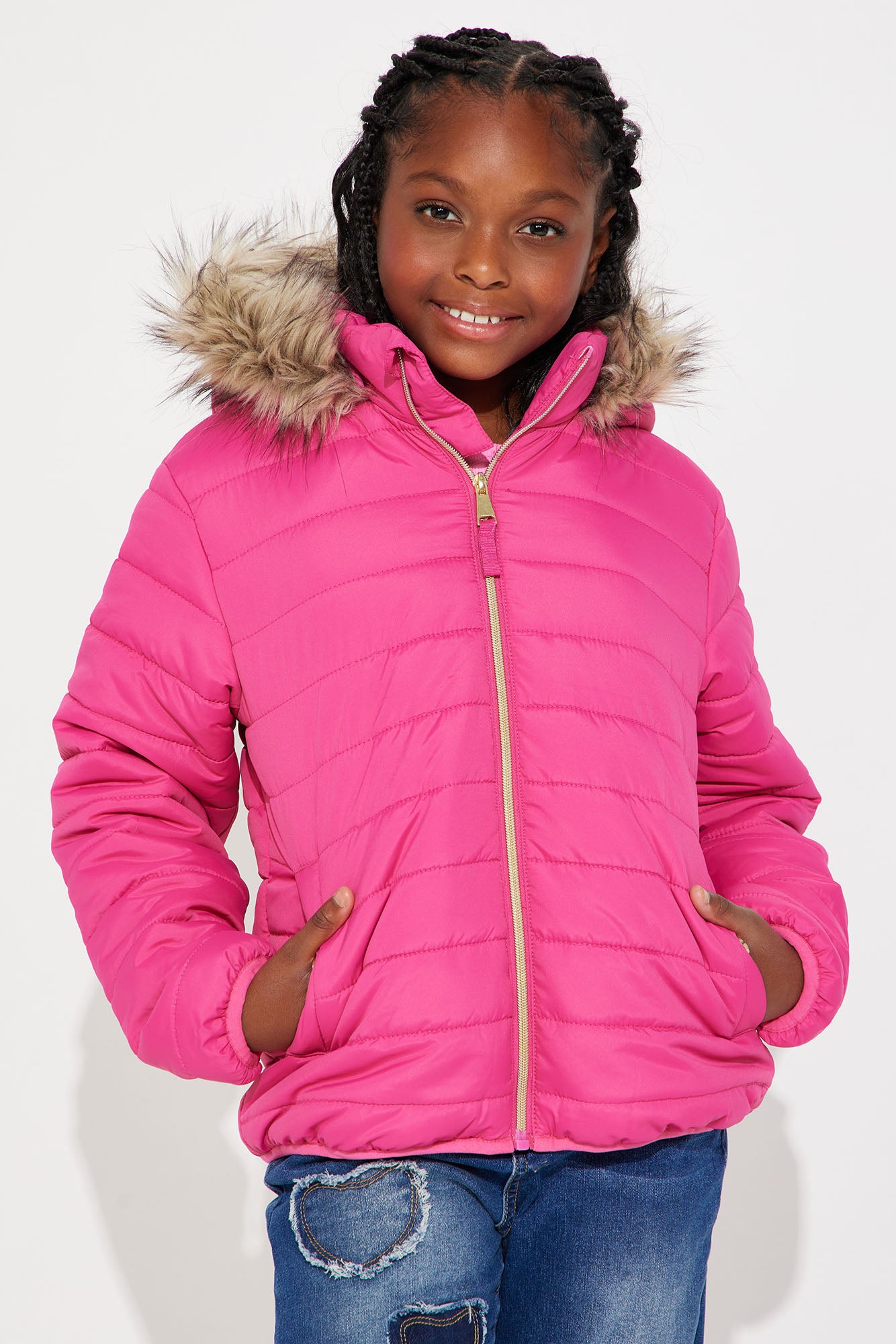 Mini Always Ready For Fun Puffer Coat - Fuchsia - Image 3