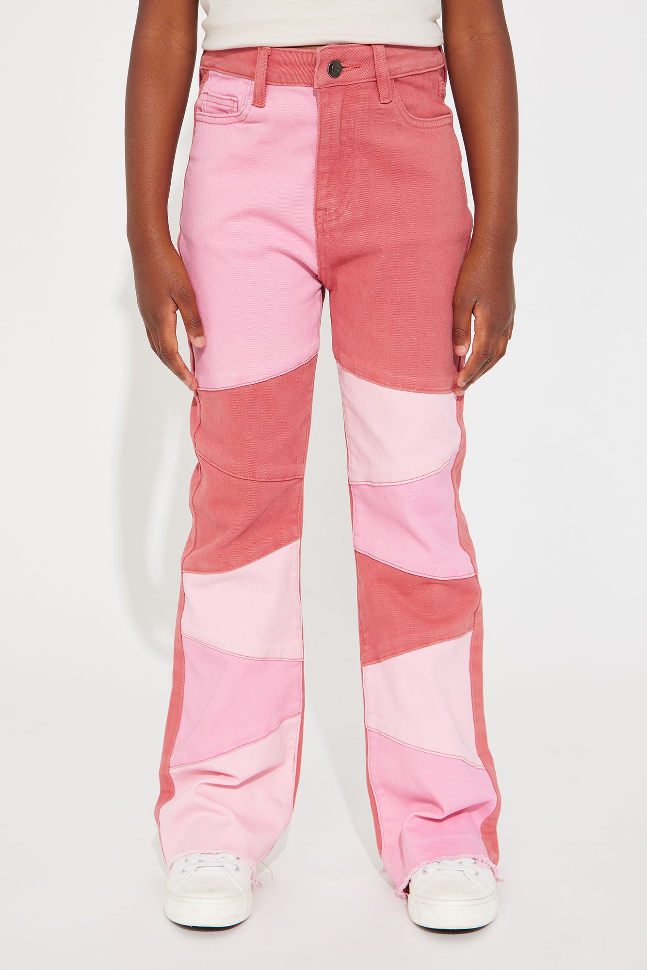 Mini Kaleidoscope Colorblock Flare Pants - Pink/combo - Image 3