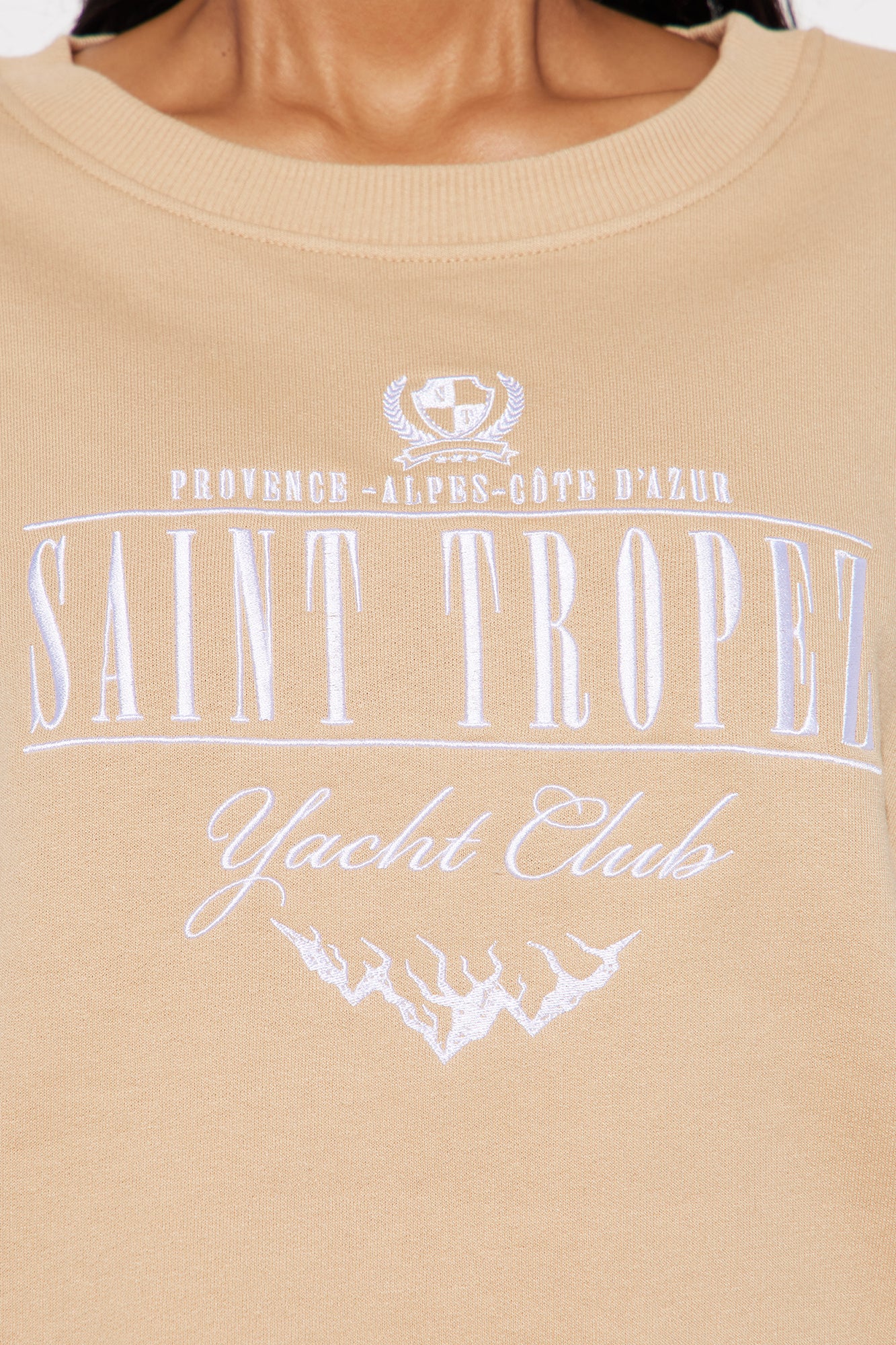 St. Tropez Embroidered Sweatshirt - Taupe - Image 3