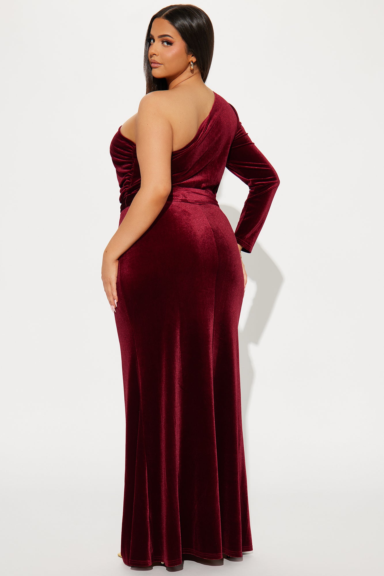 Take A Bow Velvet Gown - Wine - Image 6