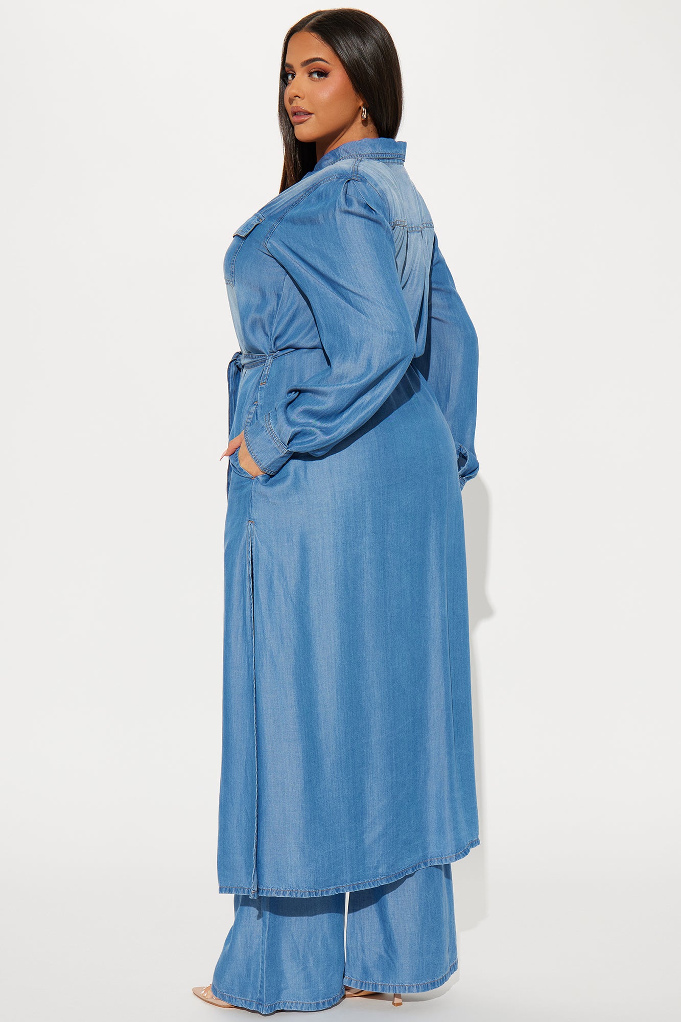 Urban Blues Washed Wide Leg Pant Set - Medium Wash - Image 9