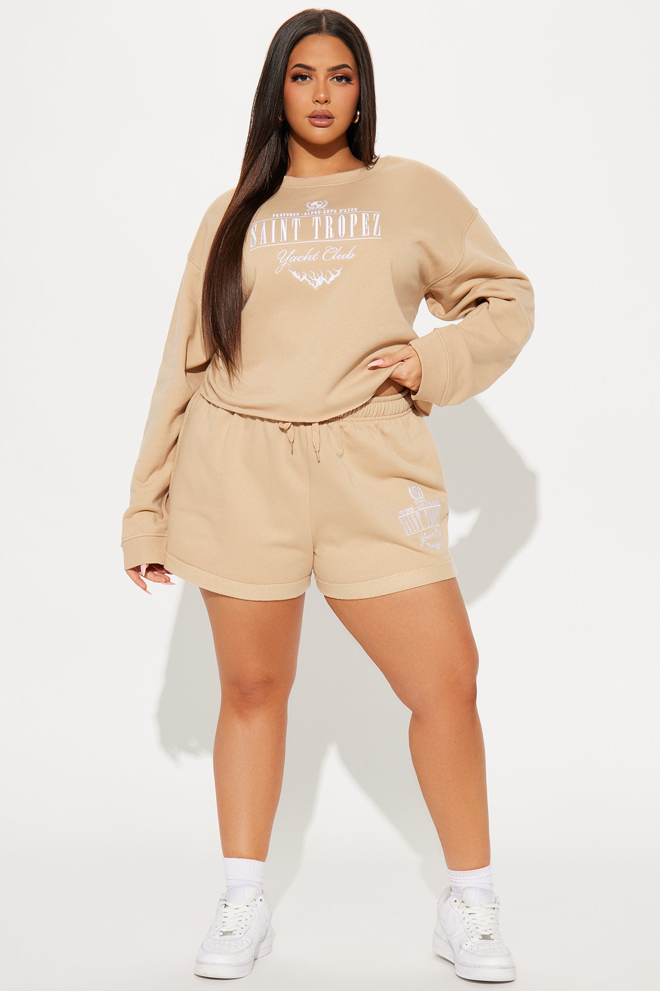 St. Tropez Embroidered Shorts - Taupe - Image 5
