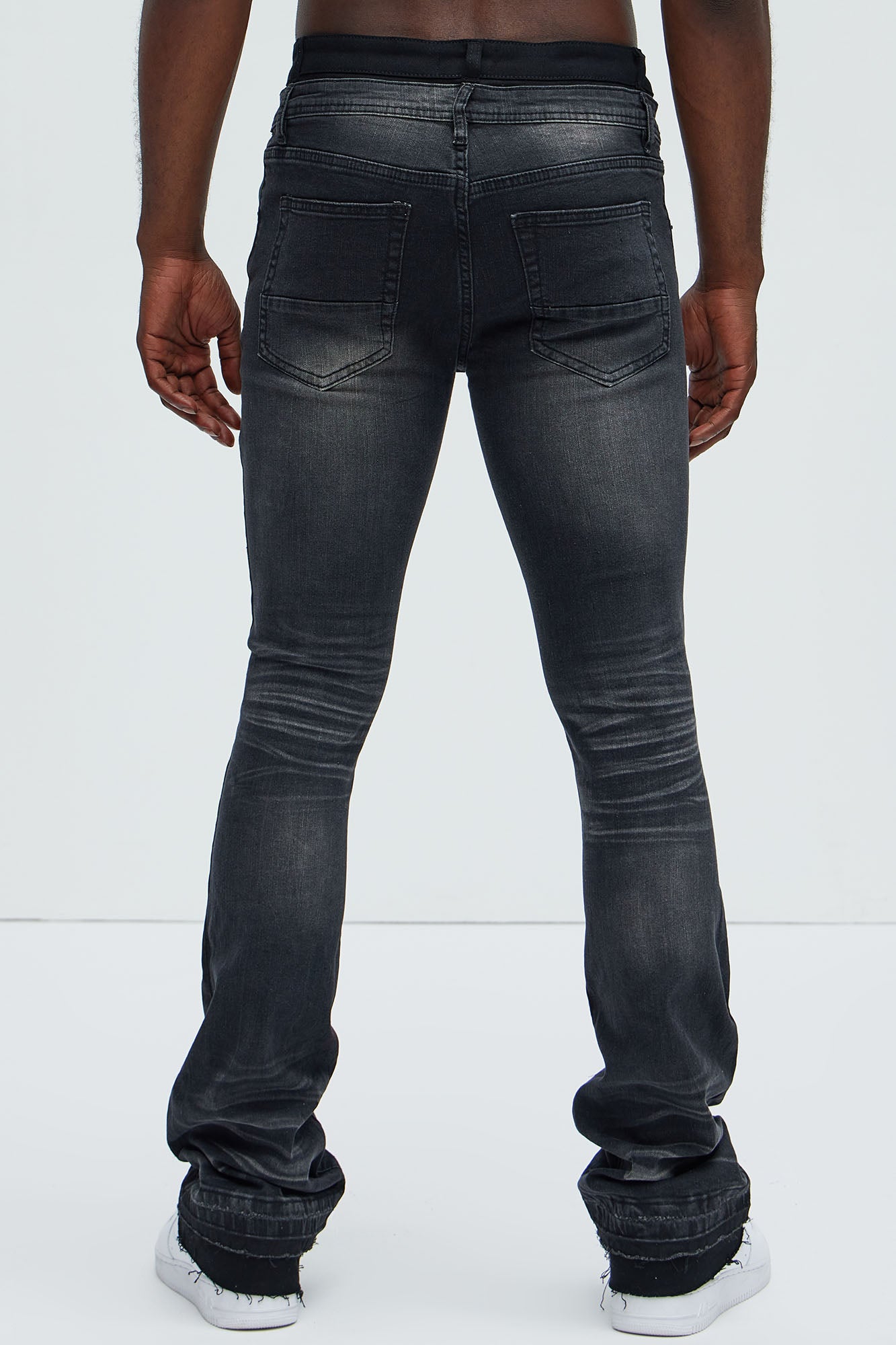 Below Me Distressed Skinny Flare Jeans - Grey - Image 5