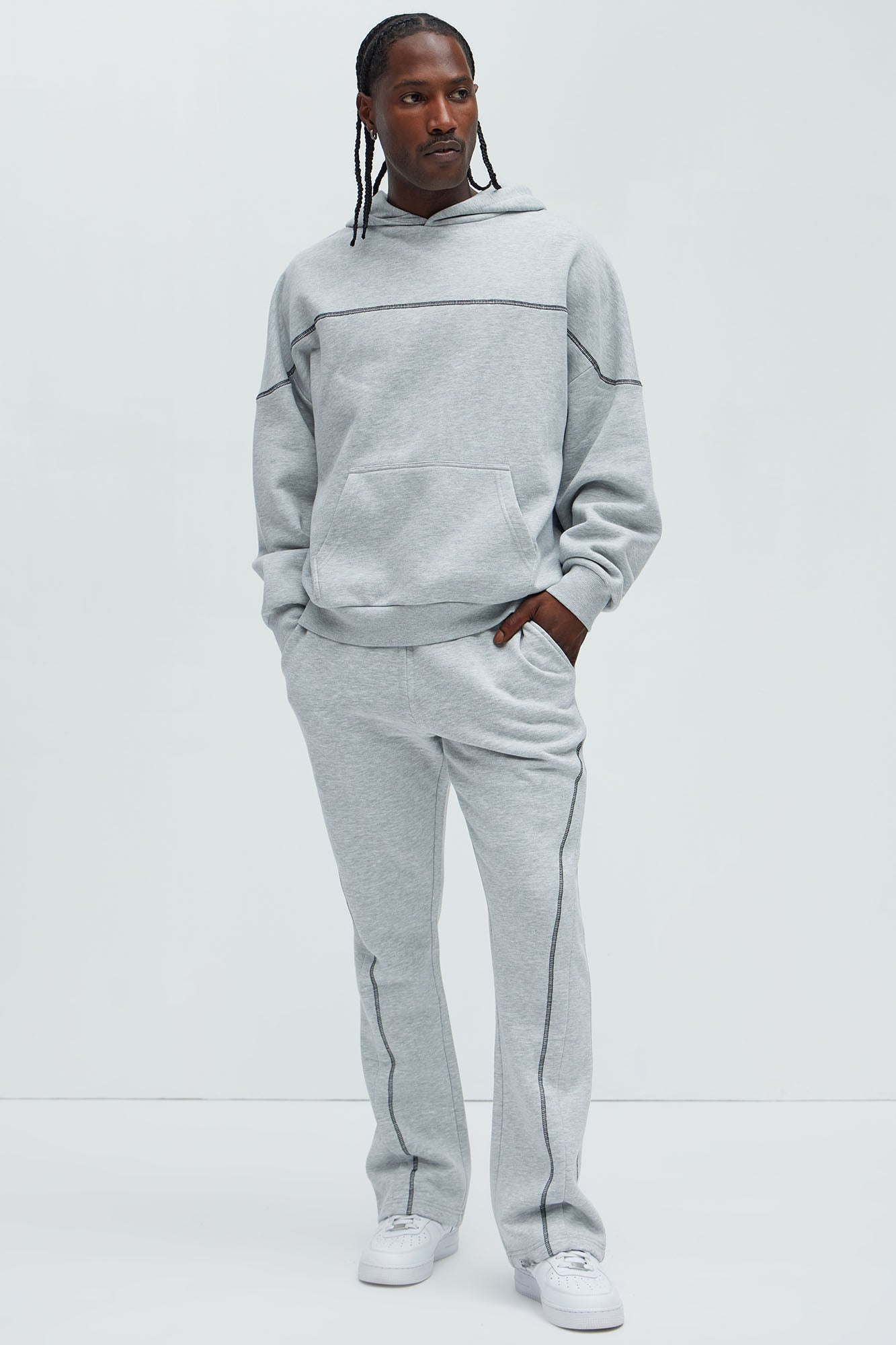 Tyson Trust Me Skinny Flare Contrast Sweatpants - Heather Grey - Image 3