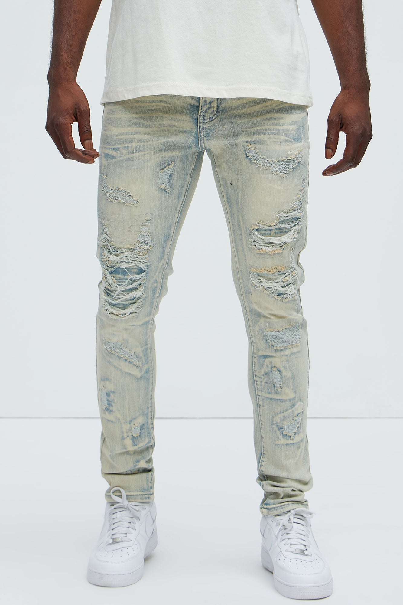 Above It All Ripped Stacked Skinny Jeans - Light Wash - Image 8