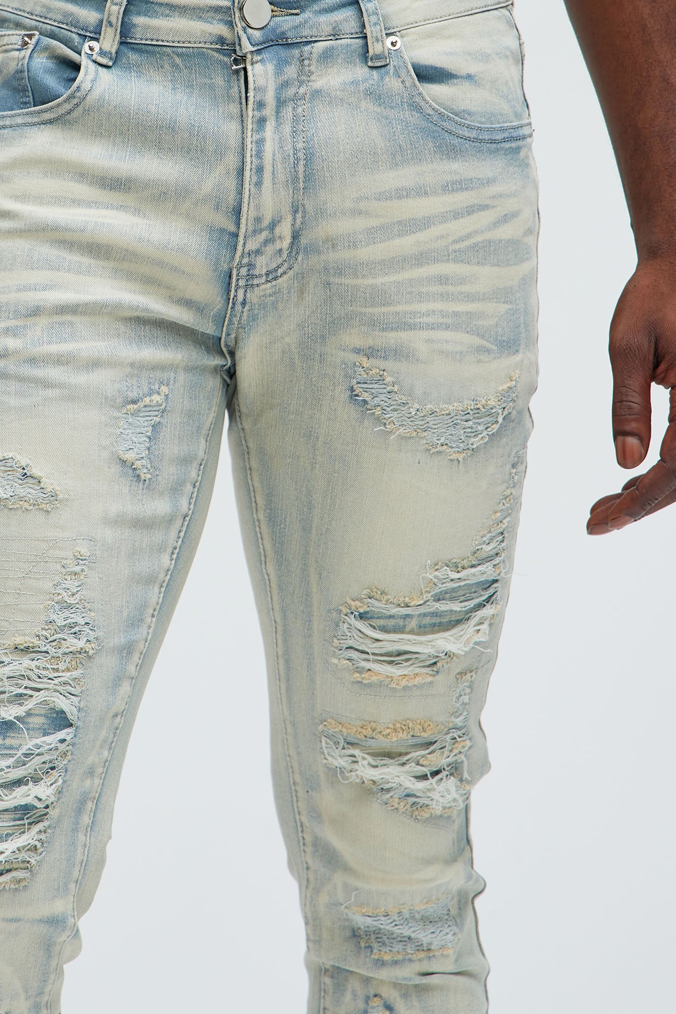 Above It All Ripped Stacked Skinny Jeans - Light Wash - Image 3