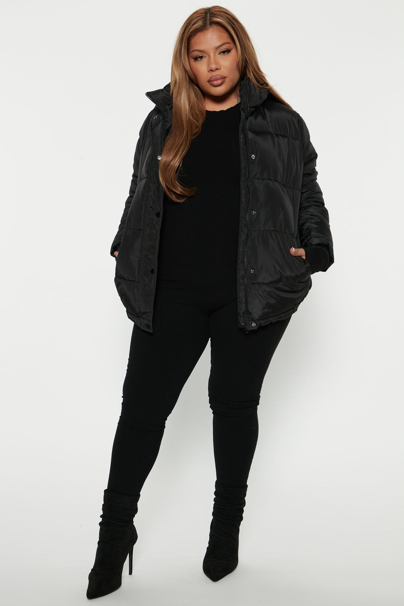 Speak My Mind Puffer Jacket - Black - Image 5