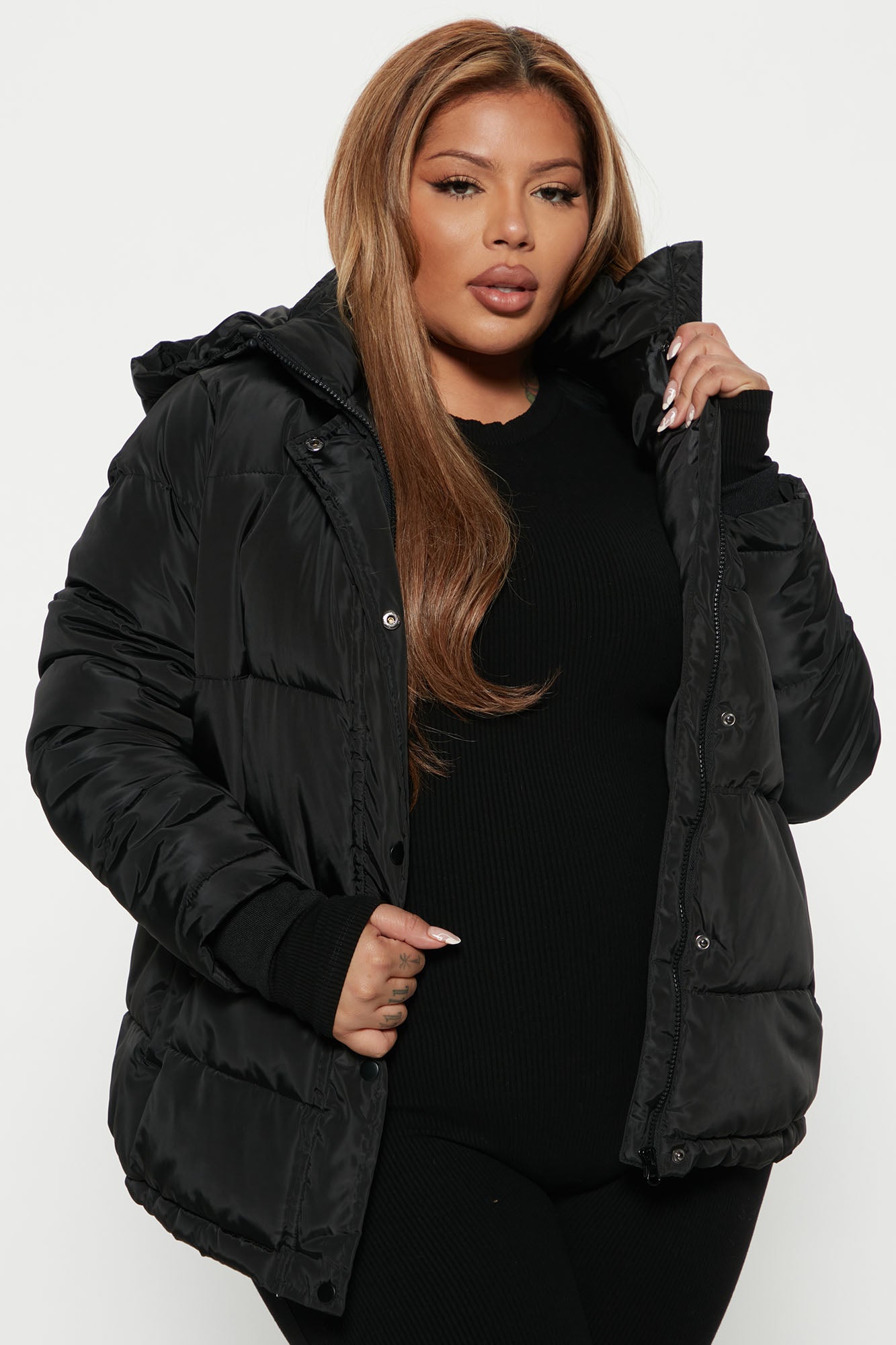 Speak My Mind Puffer Jacket - Black - Image 4