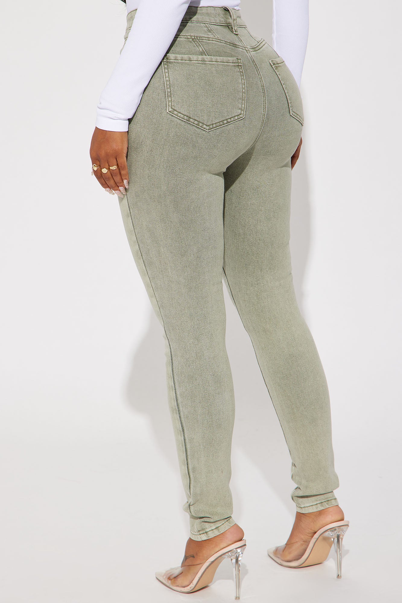 Shape Up Sculpting Stretch Skinny Jeans - Green - Image 3