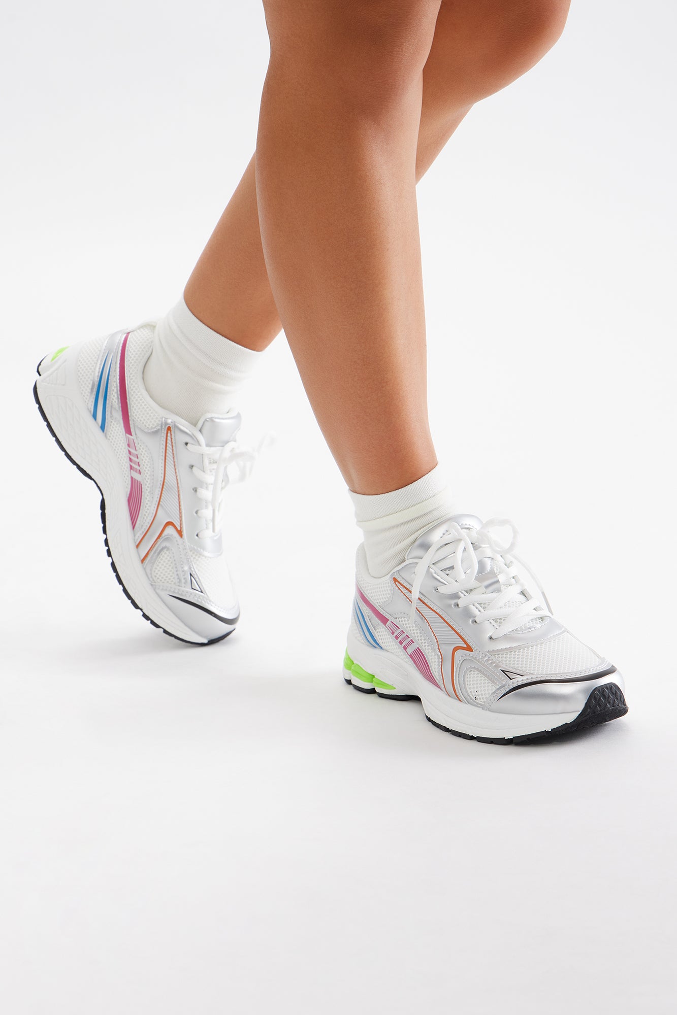 Davis Lace Up Sneakers - Silver/Multi - Image 4
