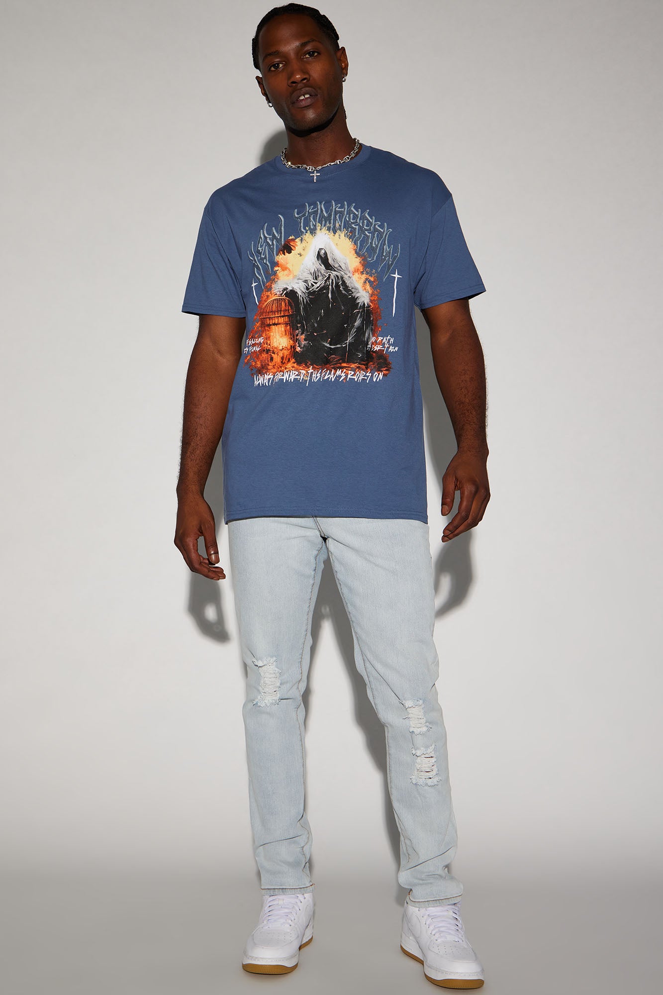 Jasper Skinny Vintage Ripped Knee Jean - Light Wash - Image 3