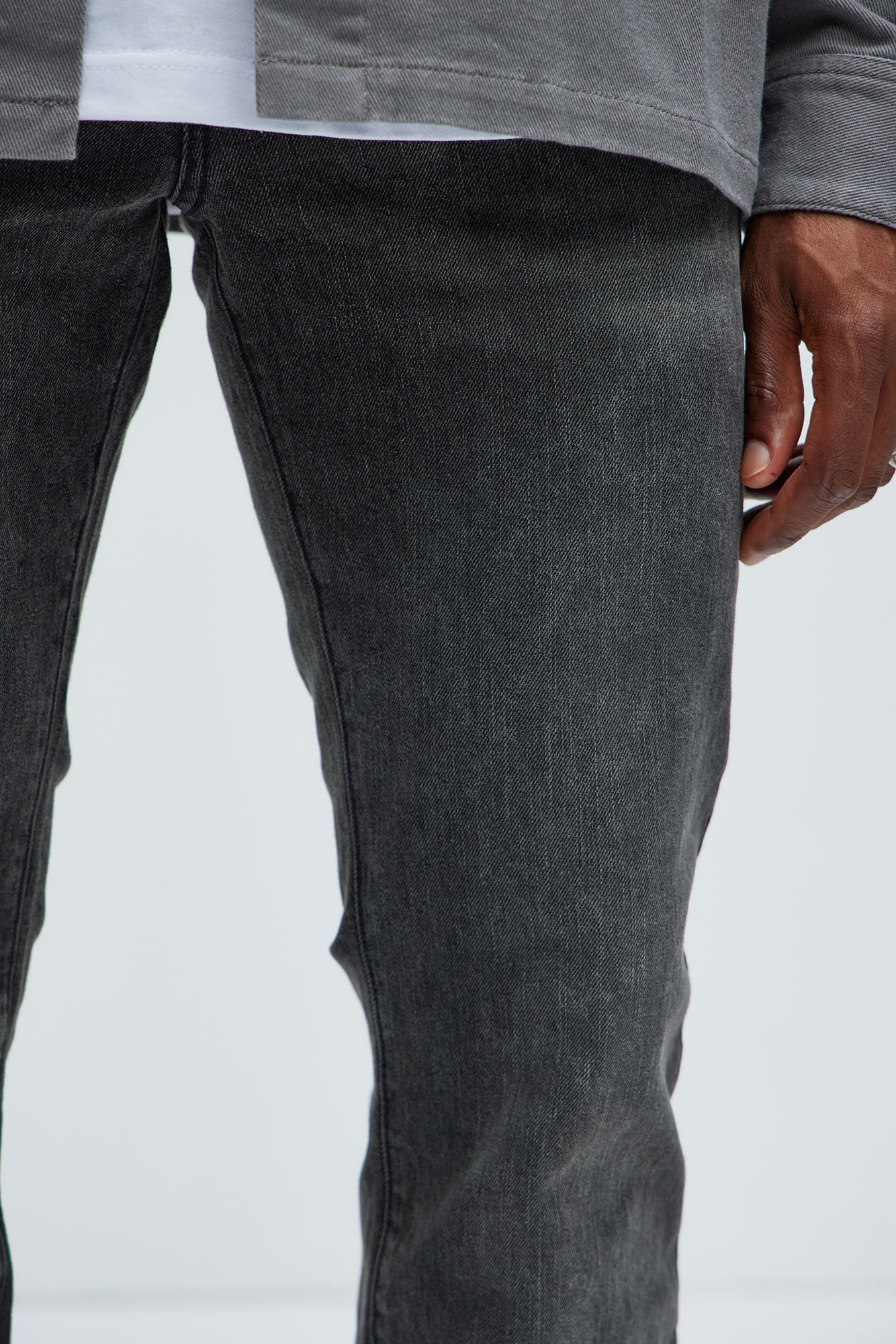 Andrew Stacked Skinny Flare Jeans - Black Wash - Image 3