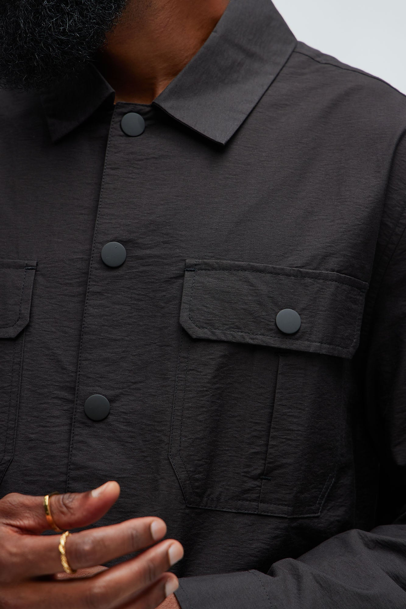 Top Tech Button Up Shirt - Black - Image 3