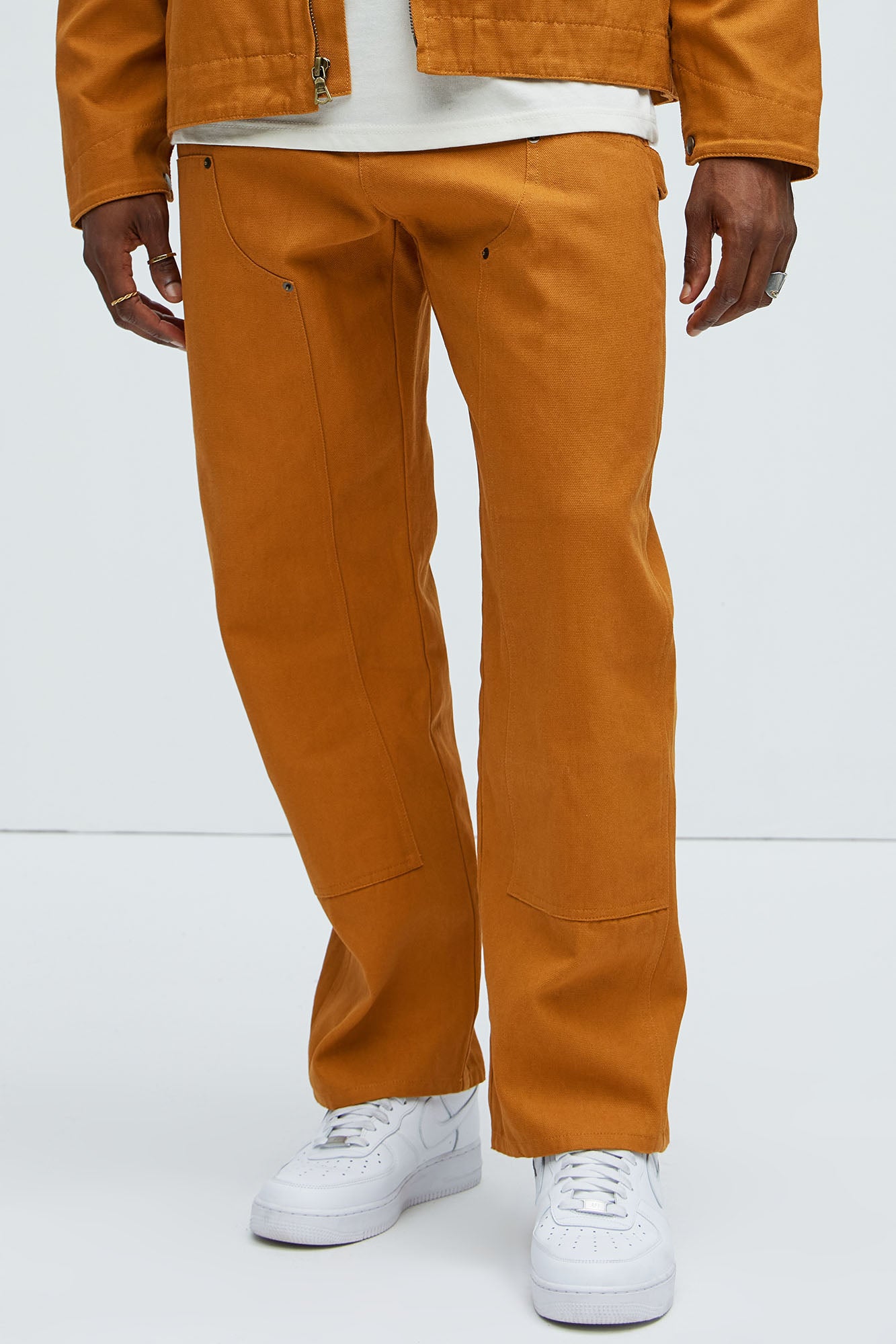 Alexander Double Knee Straight Utility Canvas Pants - Tan - Image 5