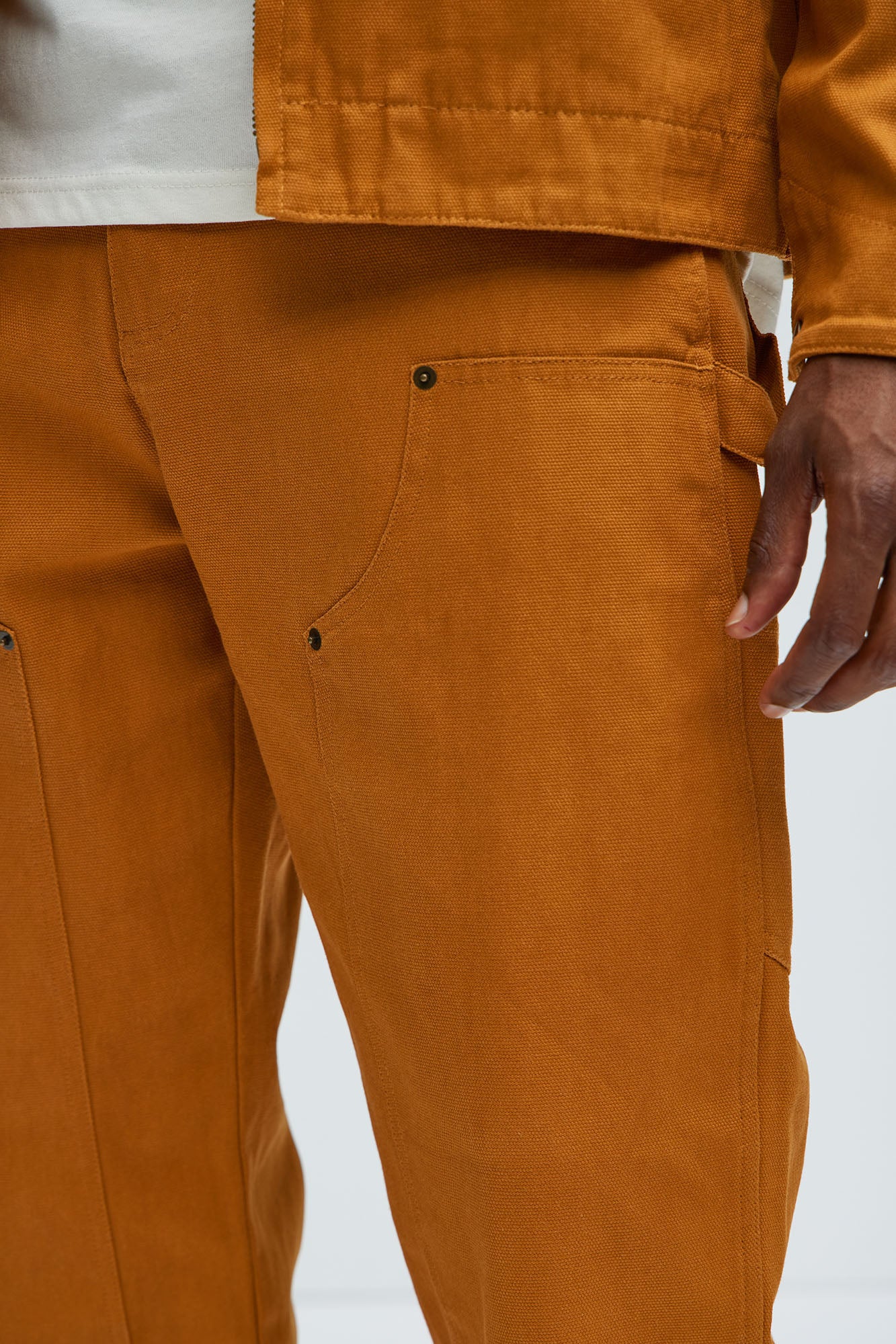 Alexander Double Knee Straight Utility Canvas Pants - Tan - Image 7