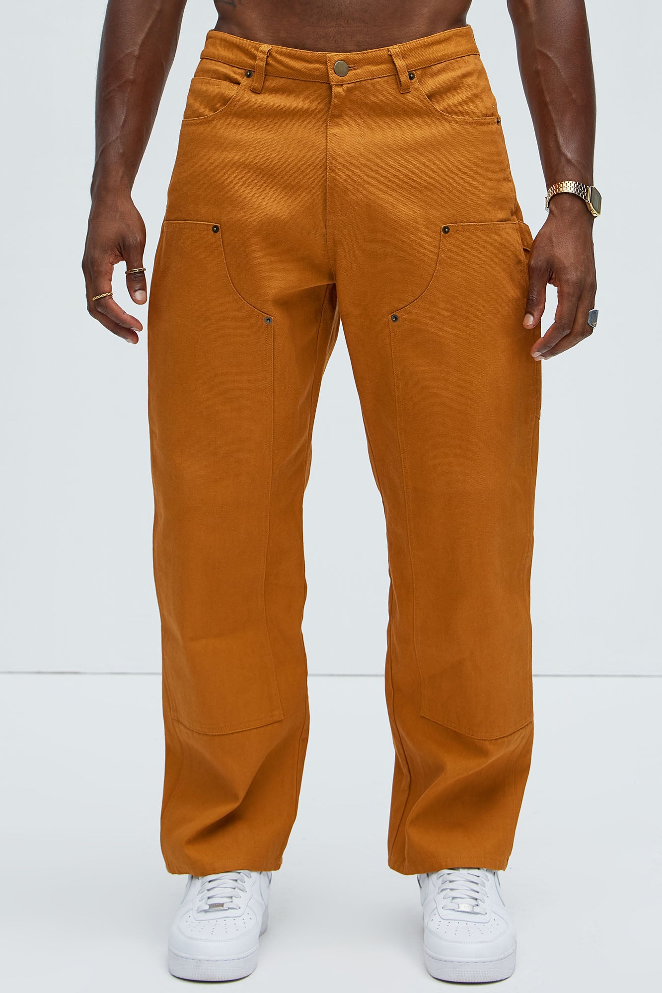 Alexander Double Knee Straight Utility Canvas Pants - Tan - Image 8