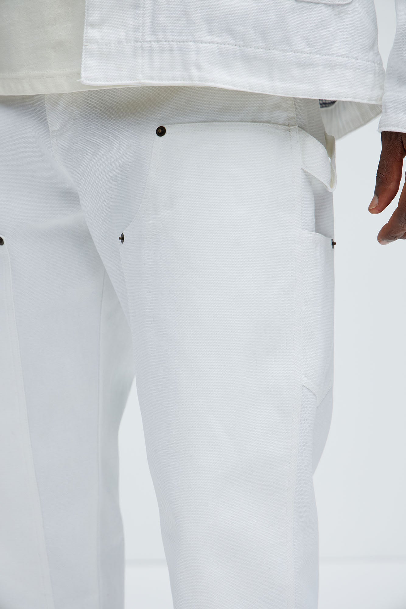 Alexander Double Knee Straight Utility Canvas Pants - White - Image 7