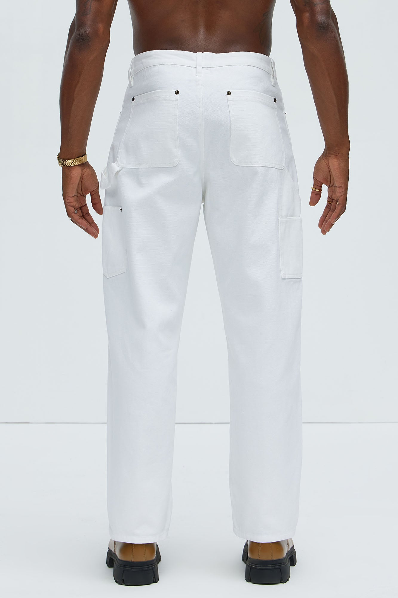 Alexander Double Knee Straight Utility Canvas Pants - White - Image 9
