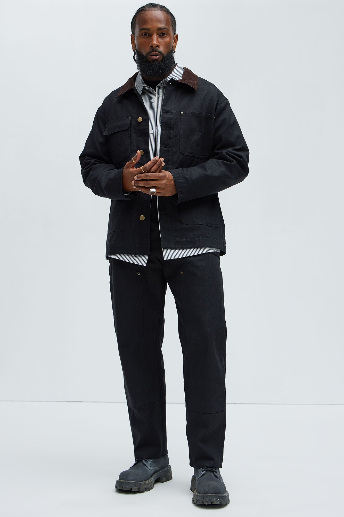 Alexander Utility Canvas Chore Jacket - Black - Image 6