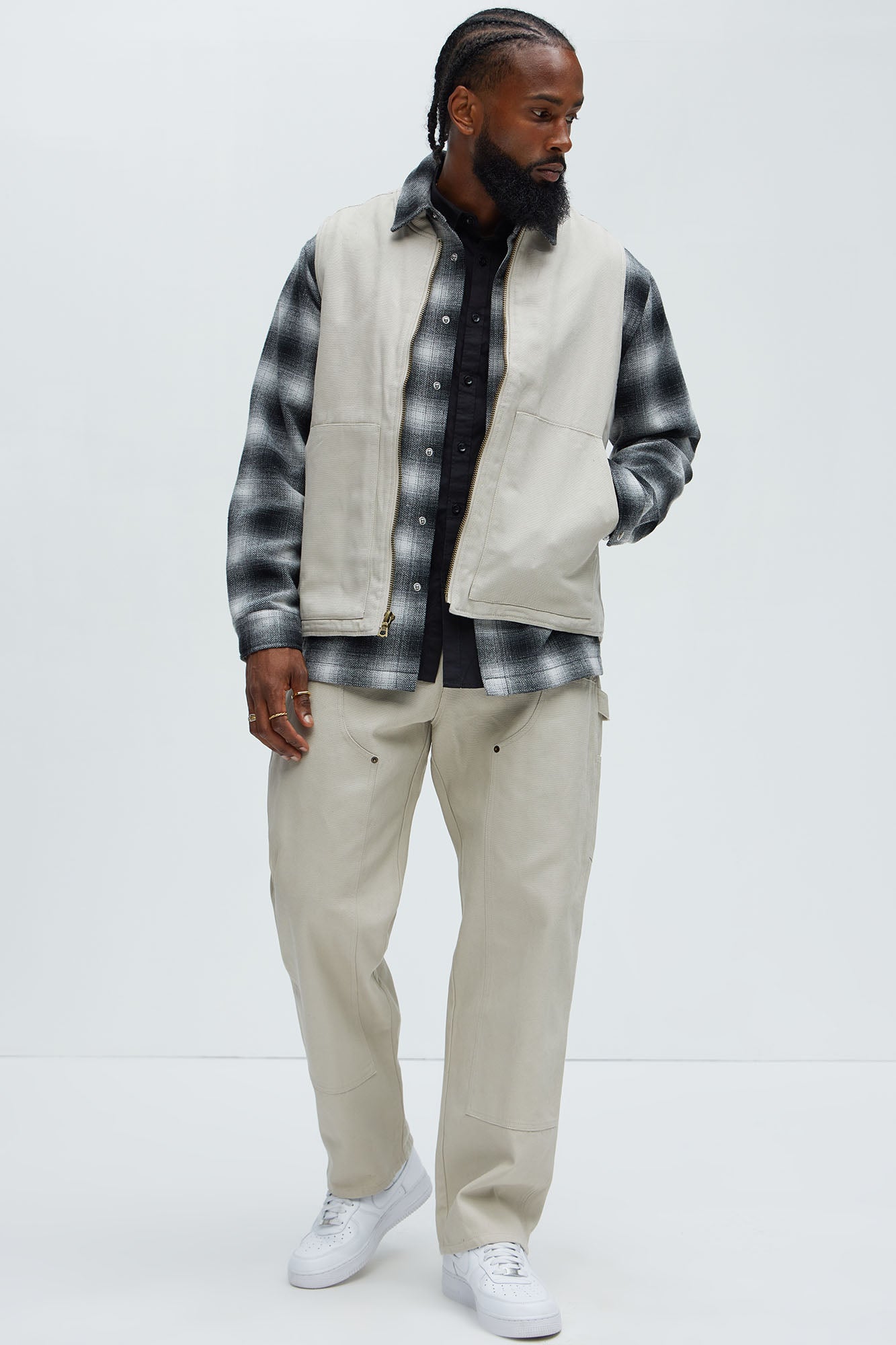 Alexander Utility Canvas Vest - Off White - Image 6