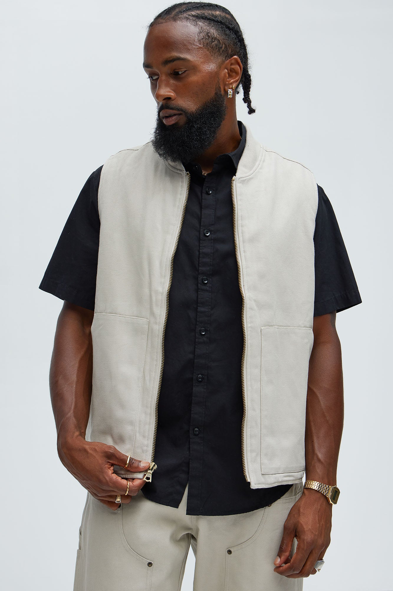 Alexander Utility Canvas Vest - Off White - Image 5