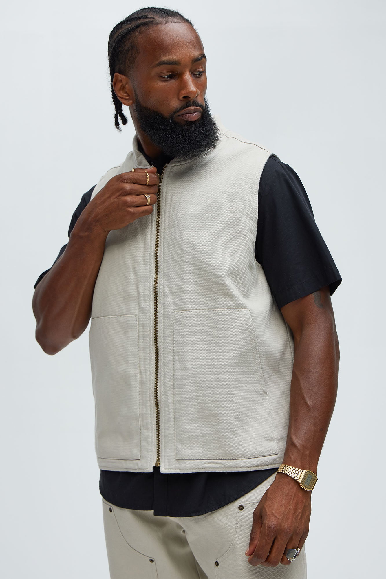 Alexander Utility Canvas Vest - Off White - Image 7