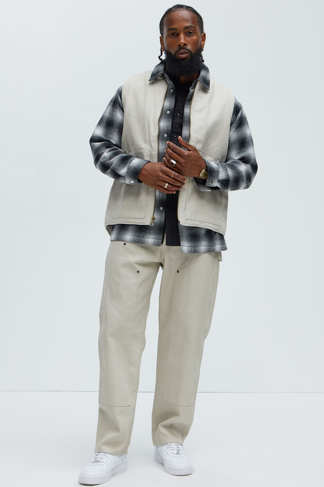 Alexander Double Knee Straight Utility Canvas Pants - Off White - Image 7