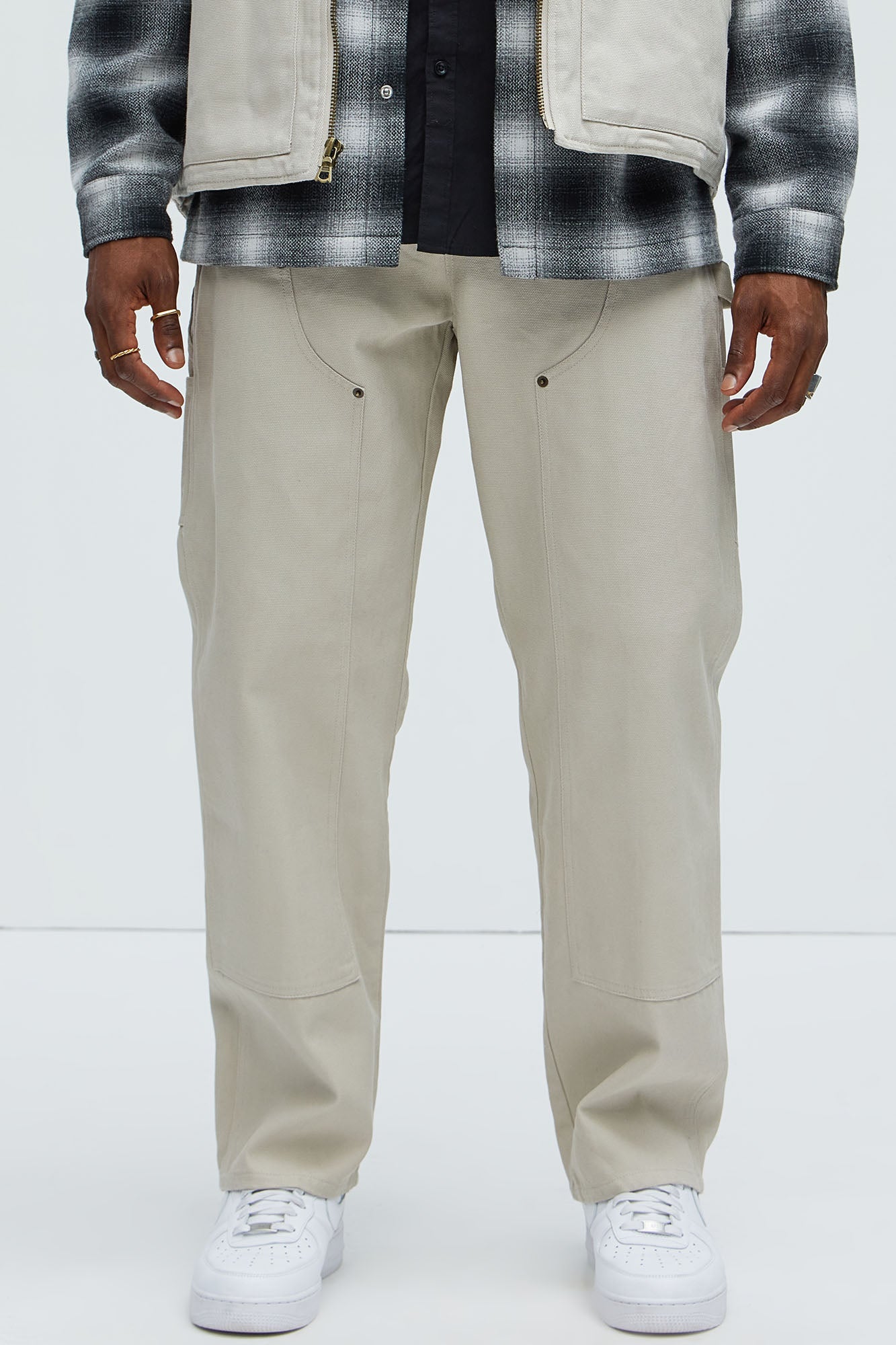 Alexander Double Knee Straight Utility Canvas Pants - Off White - Image 6