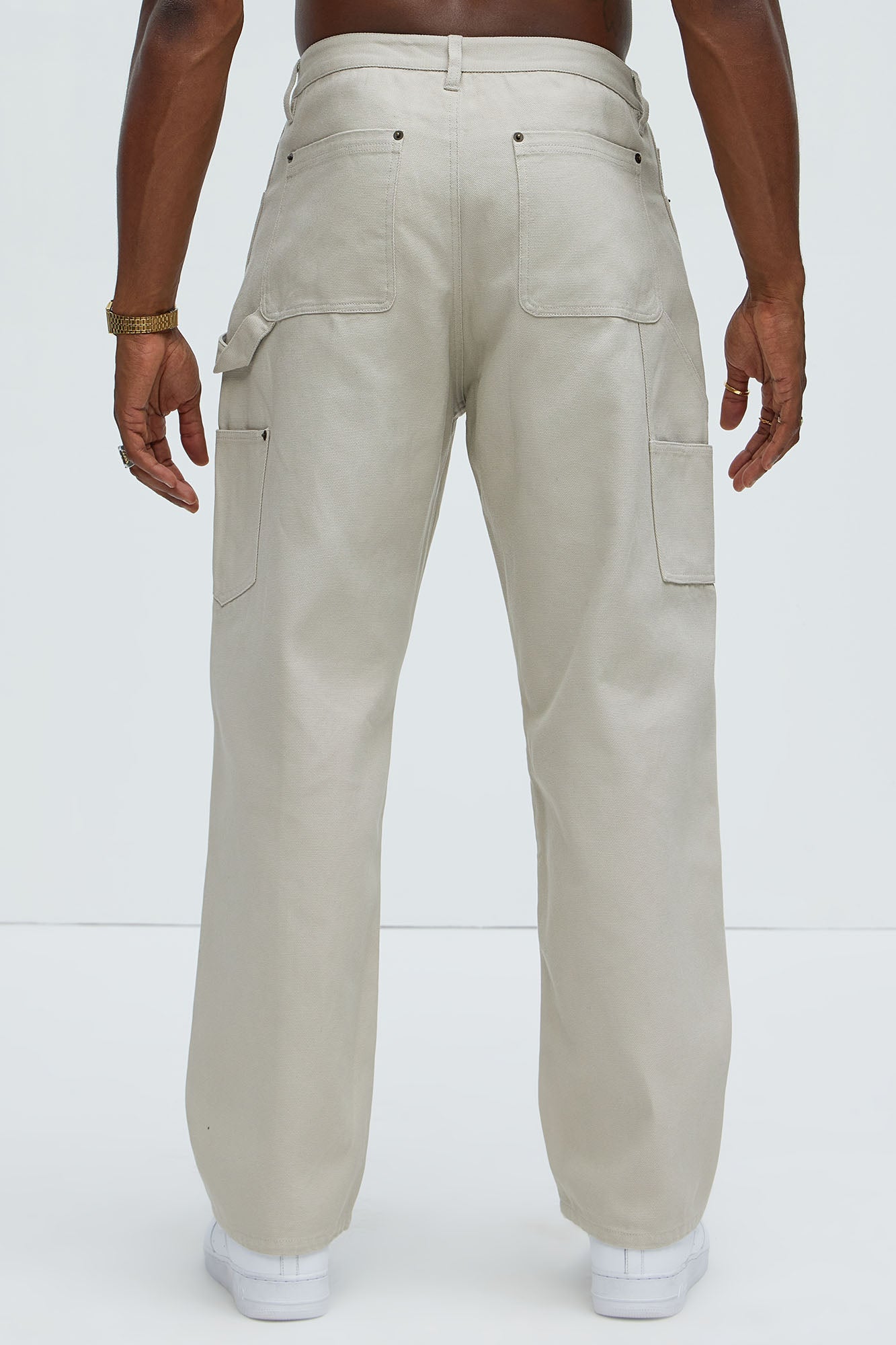 Alexander Double Knee Straight Utility Canvas Pants - Off White - Image 9