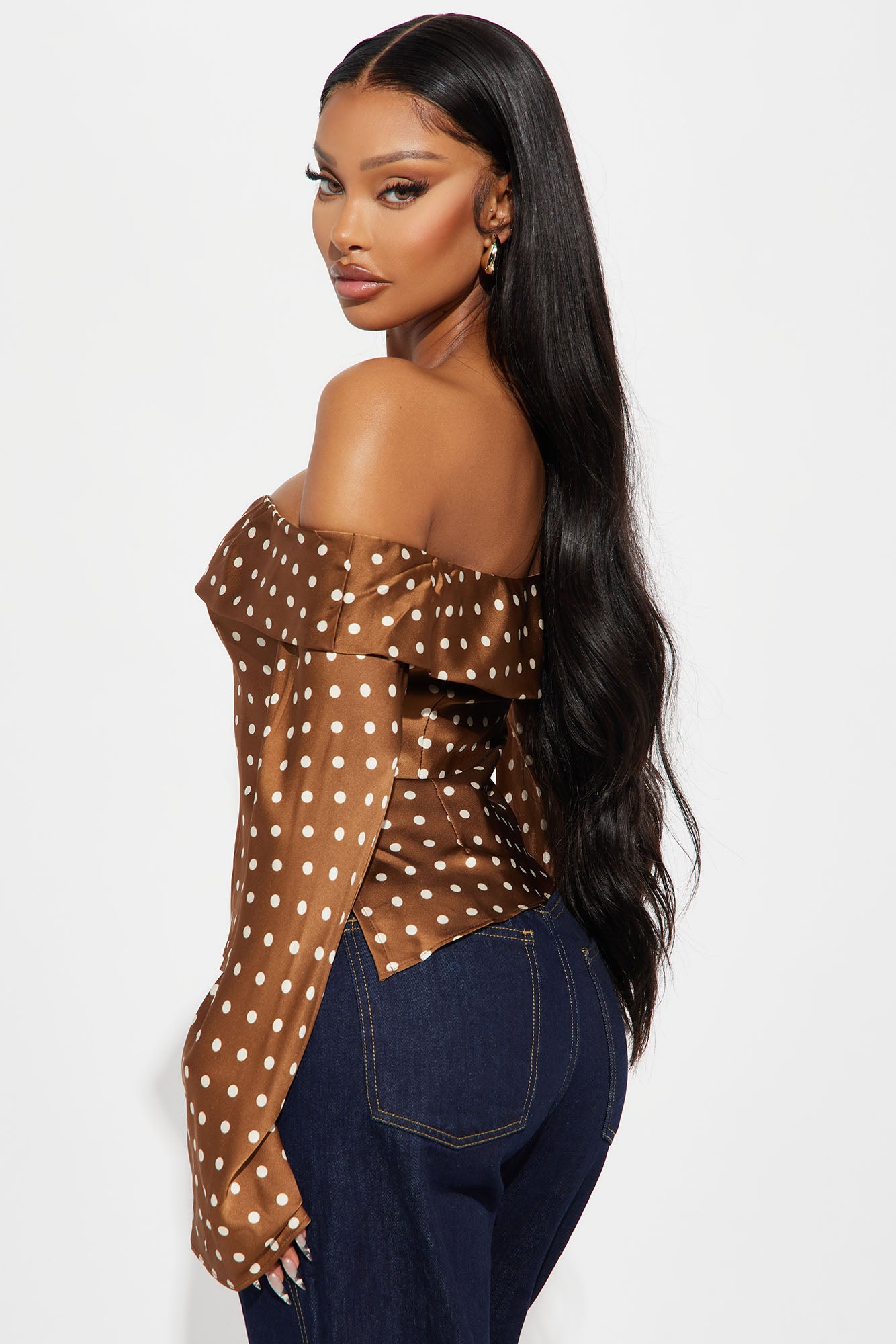 Amalie Polka Dot Top - Brown/combo - Image 3