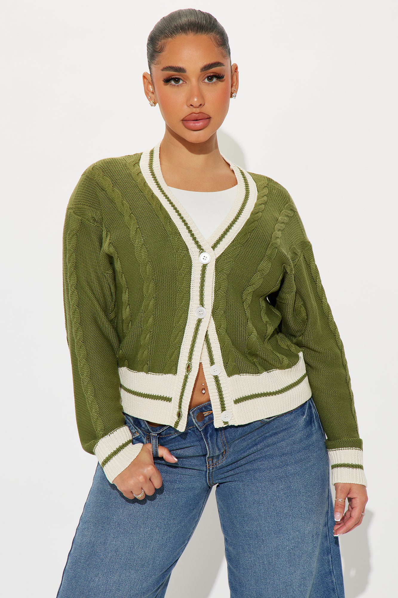 Friday Night Lights Varsity Cardigan - Green/combo - Image 3