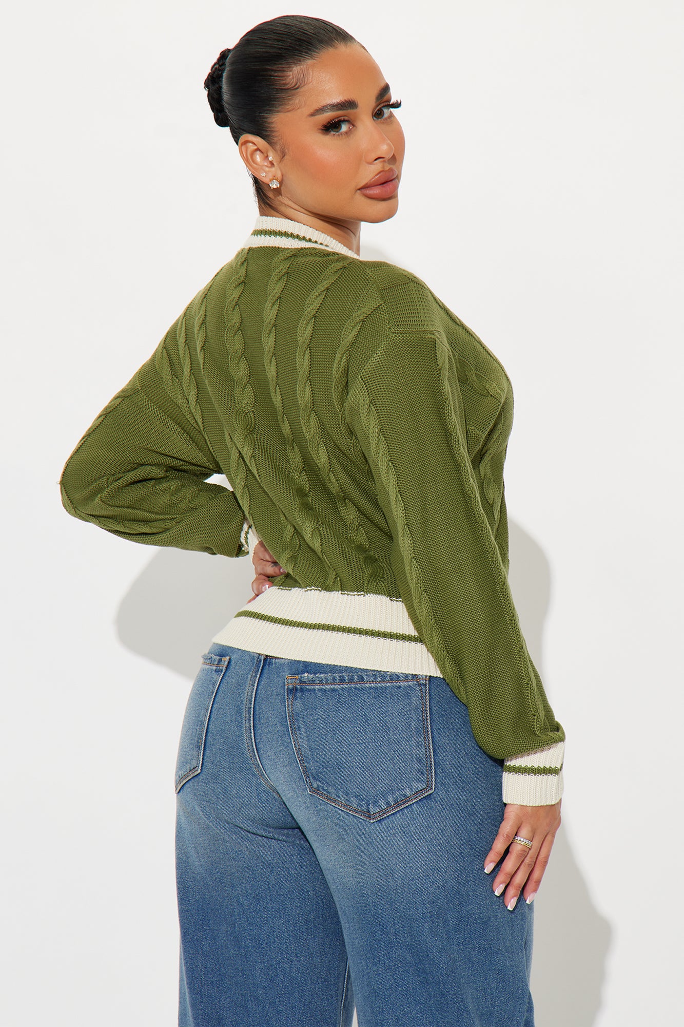 Friday Night Lights Varsity Cardigan - Green/combo - Image 4