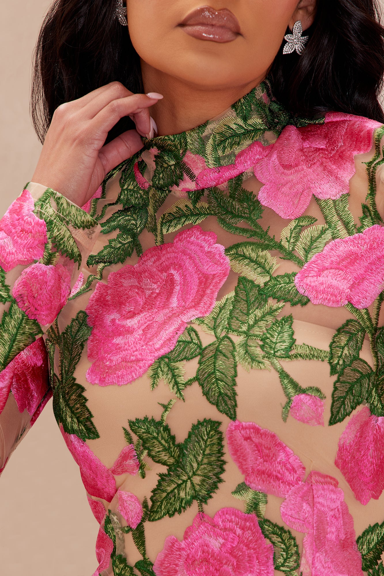 The Garden Scene Embroidered Mini Dress - Pink/combo - Image 3