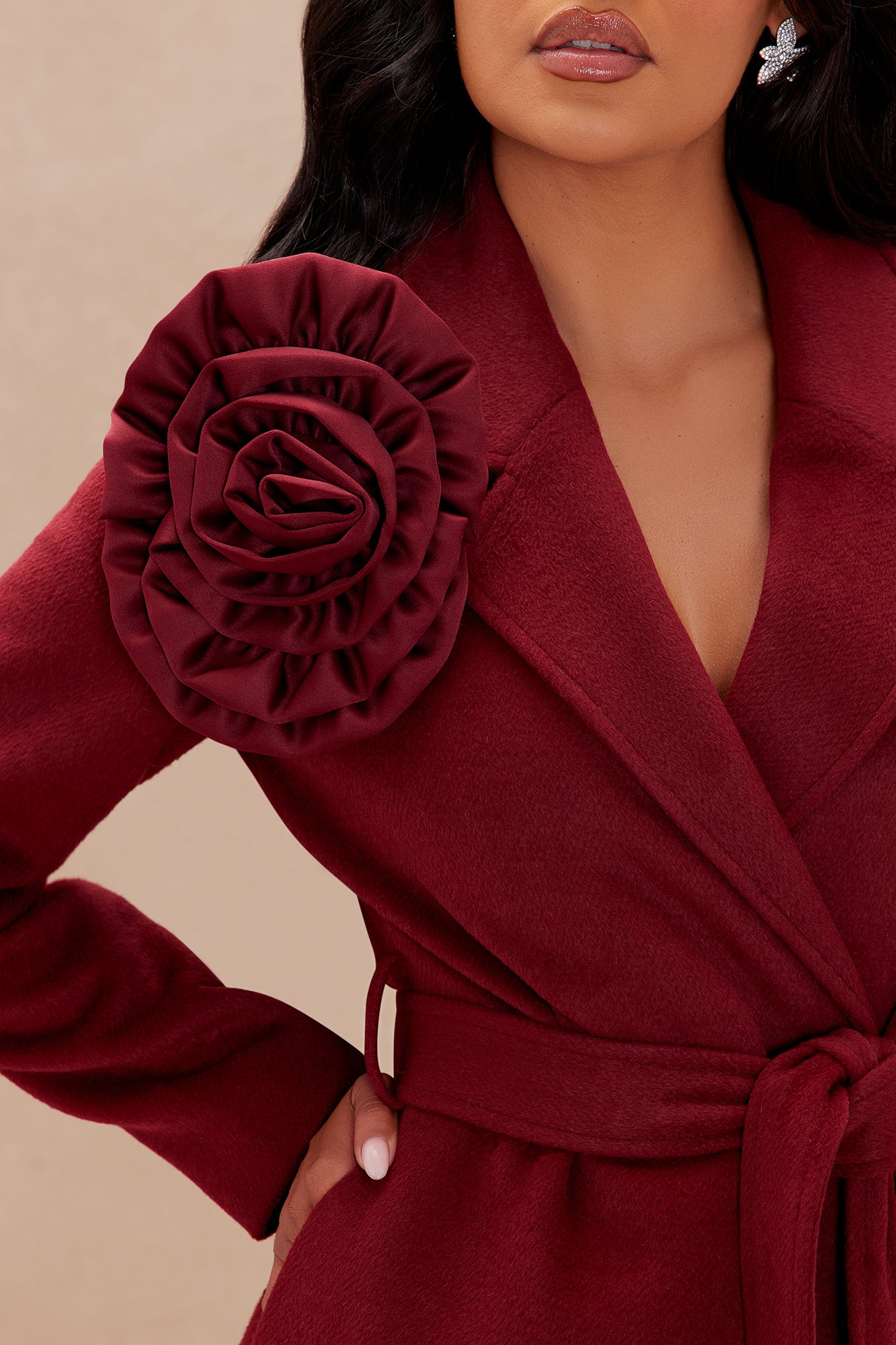 Vanessa Wool Coat - Burgundy - Image 3