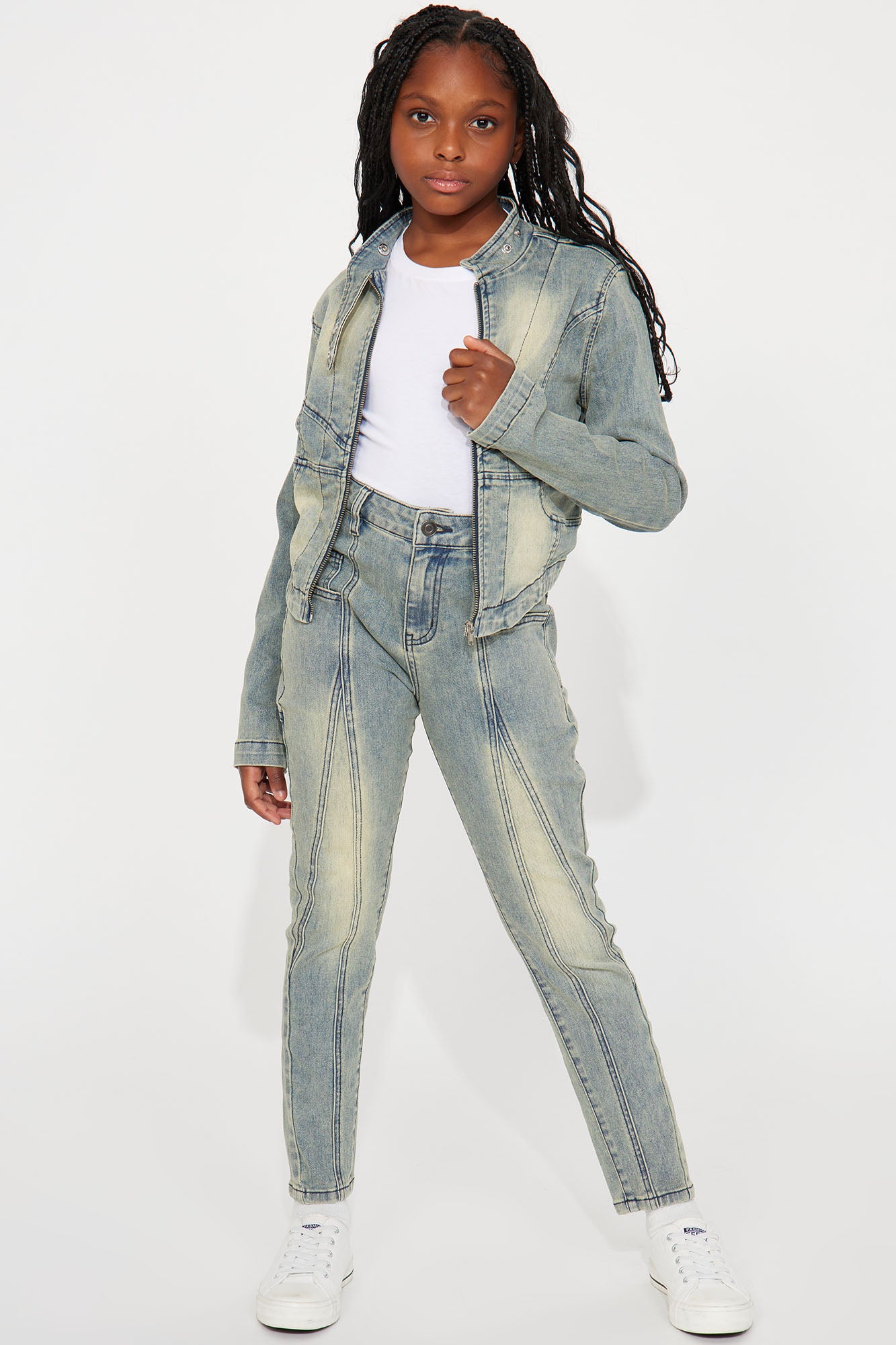 Mini Moto Mayhem Stretch Denim Jacket - Medium Wash - Image 3