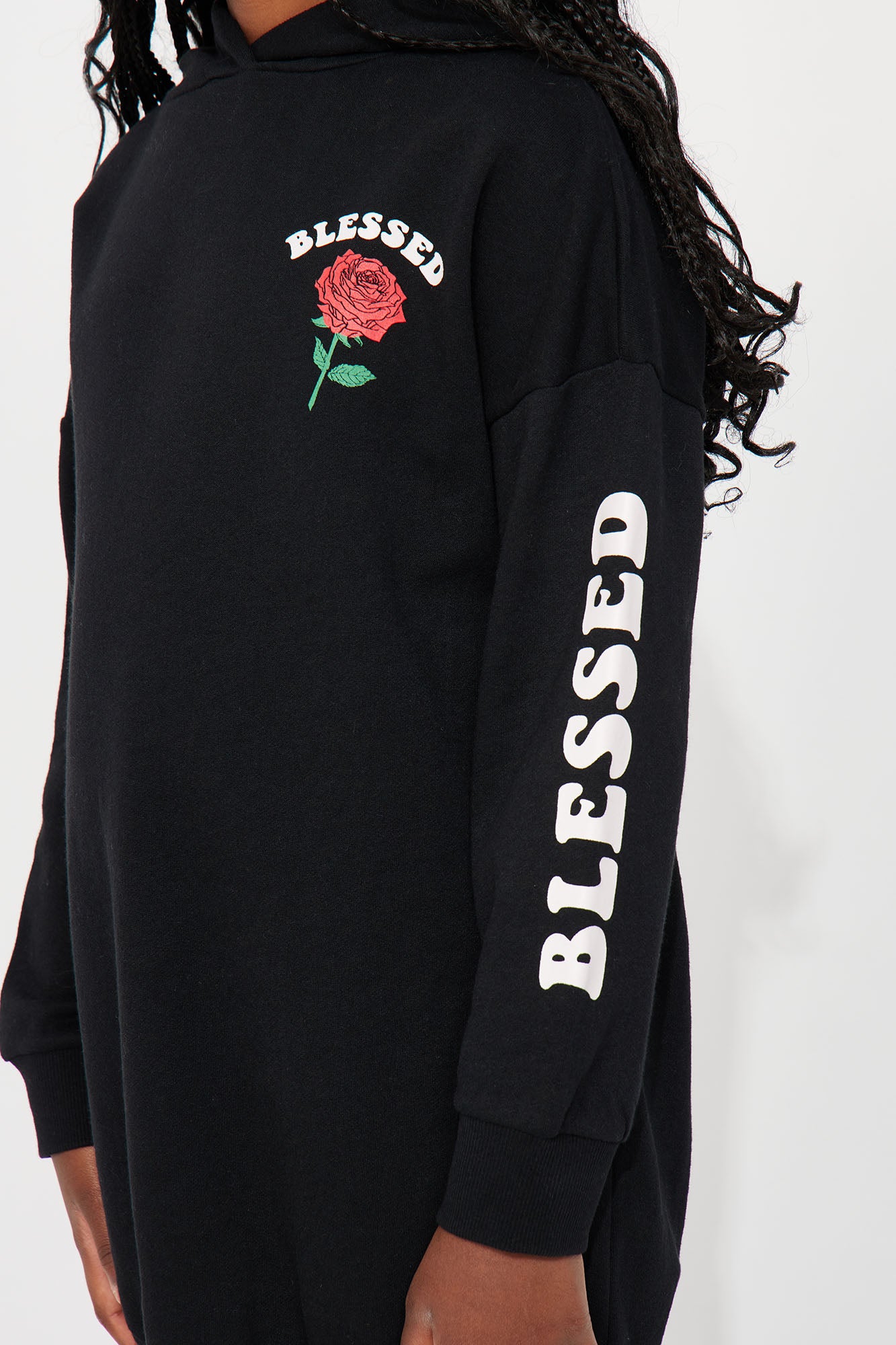 Mini Blessed With Roses Front/Back Dress - Black - Image 4