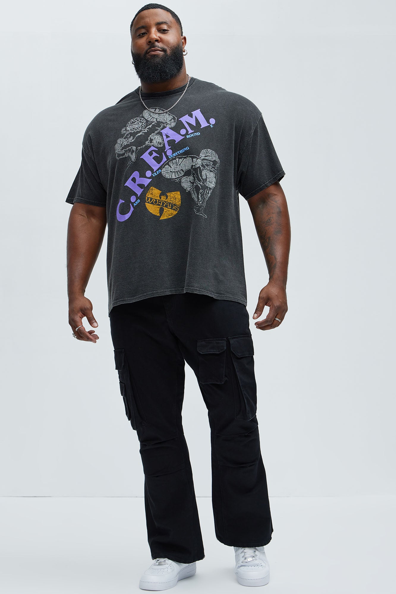 Wu Tang Clan C.R.E.A.M. Oversized Short Sleeve Tee II - Black - Image 6