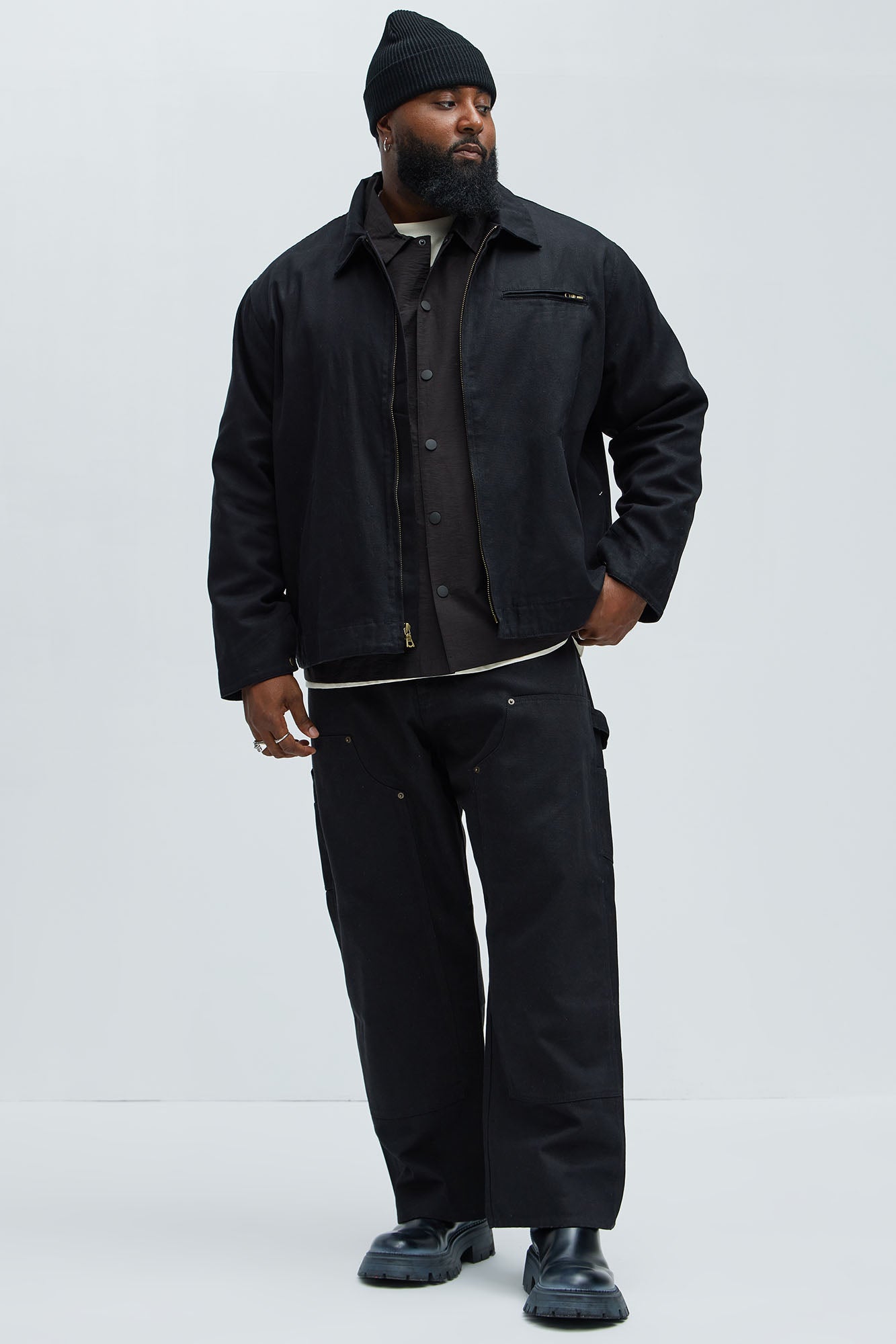 Alexander Double Knee Straight Utility Canvas Pants - Black - Image 9