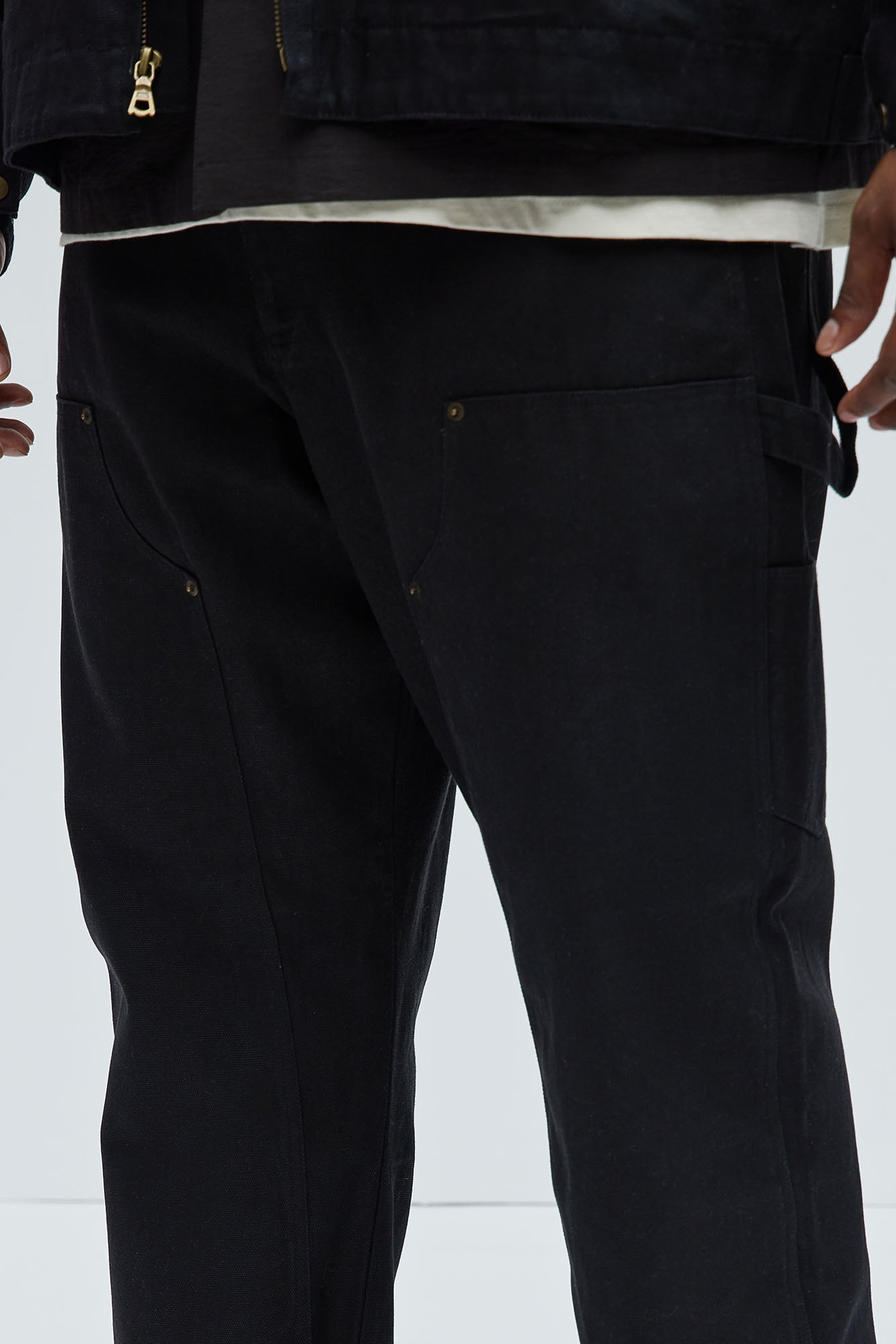Alexander Double Knee Straight Utility Canvas Pants - Black - Image 11