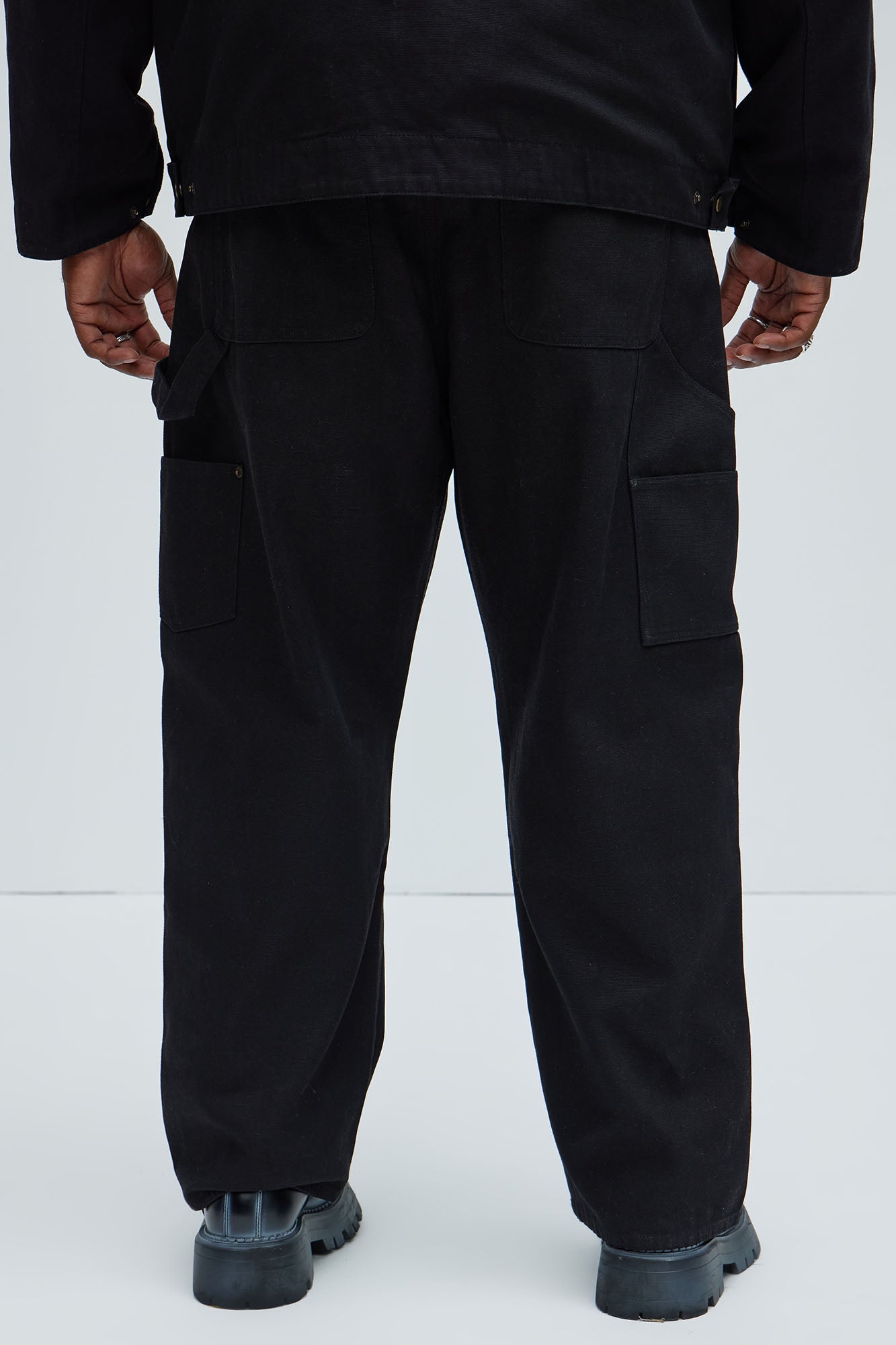 Alexander Double Knee Straight Utility Canvas Pants - Black - Image 12