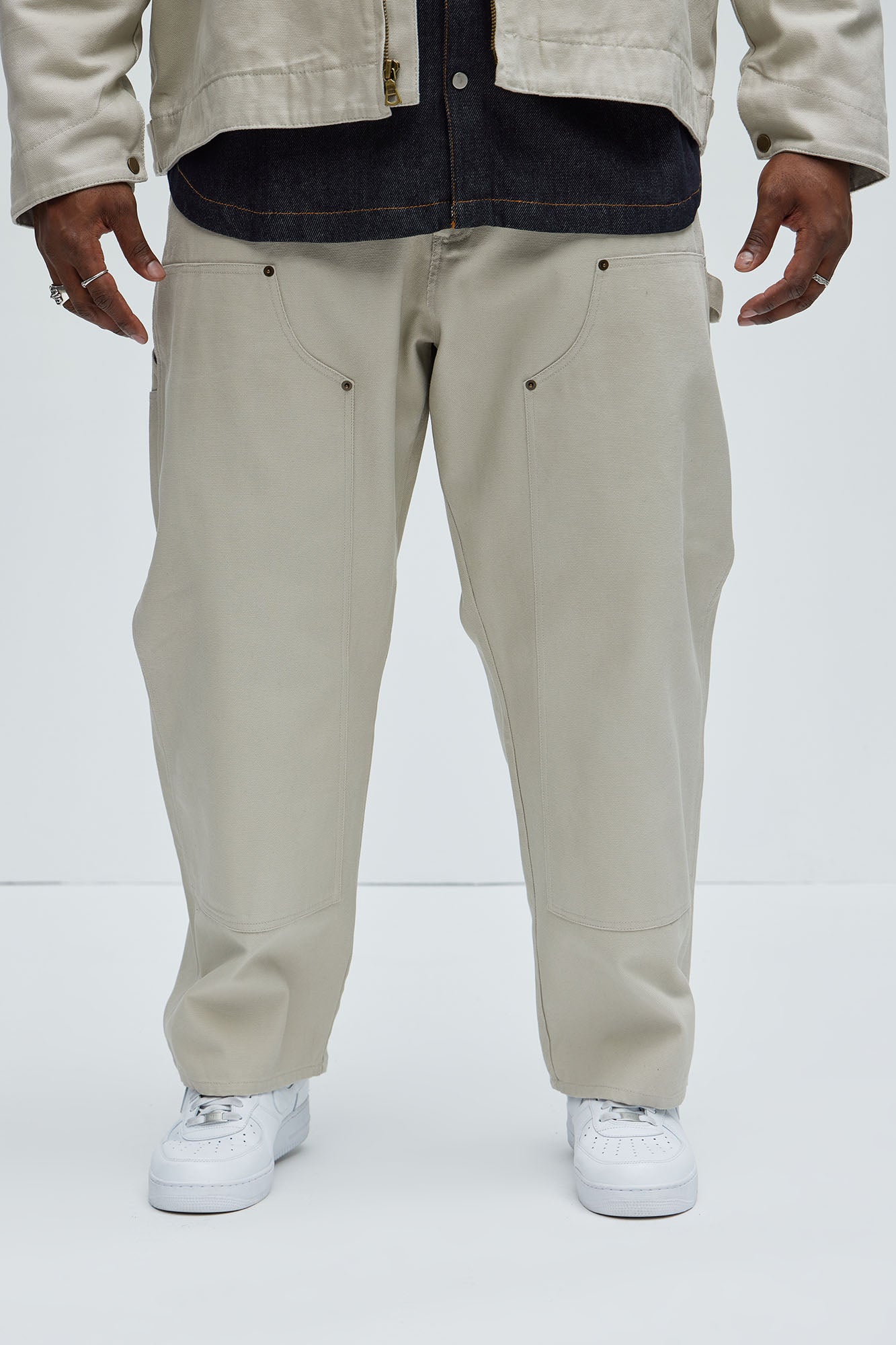Alexander Double Knee Straight Utility Canvas Pants - Off White - Image 10