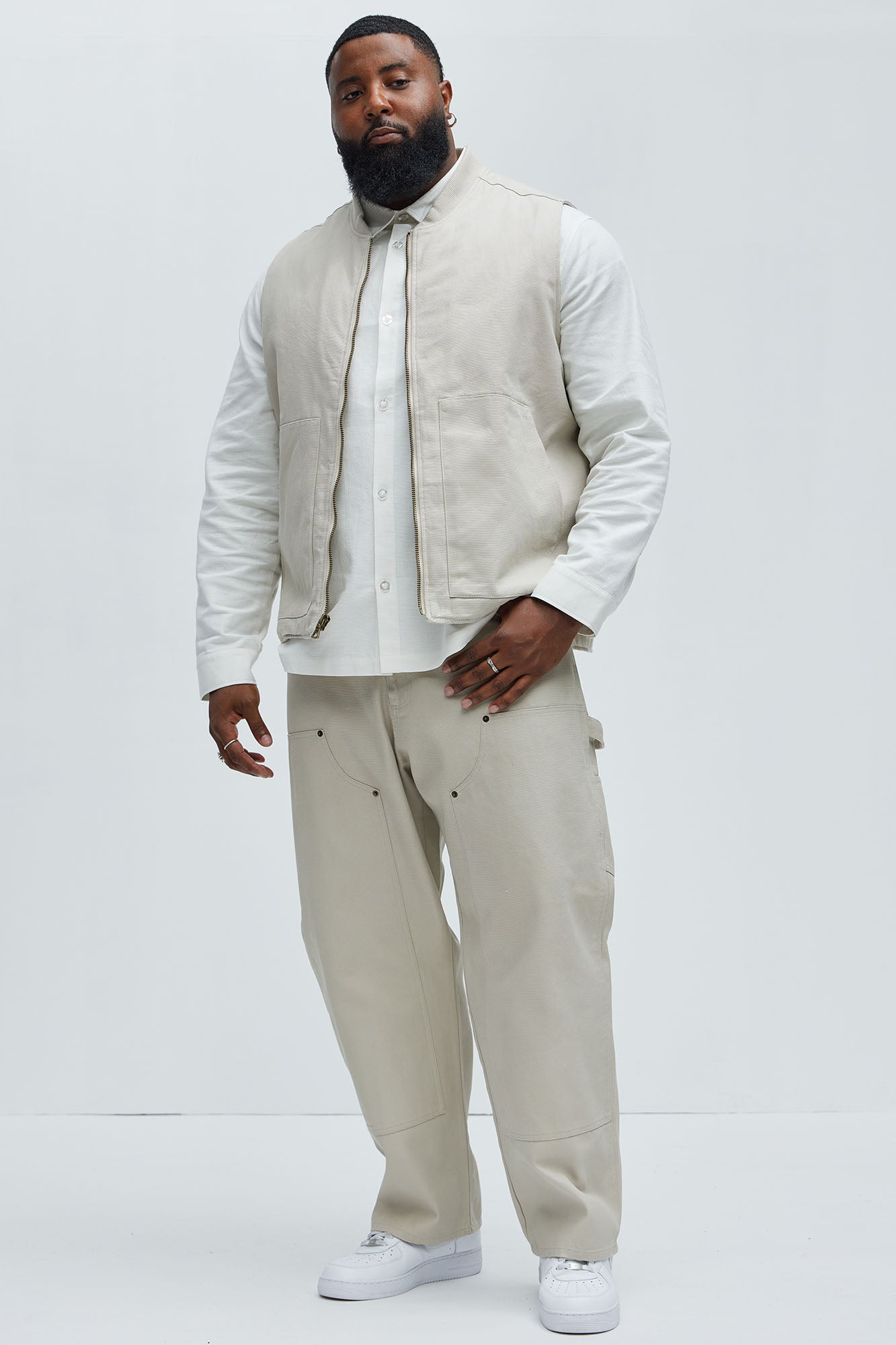 Alexander Utility Canvas Vest - Off White - Image 11
