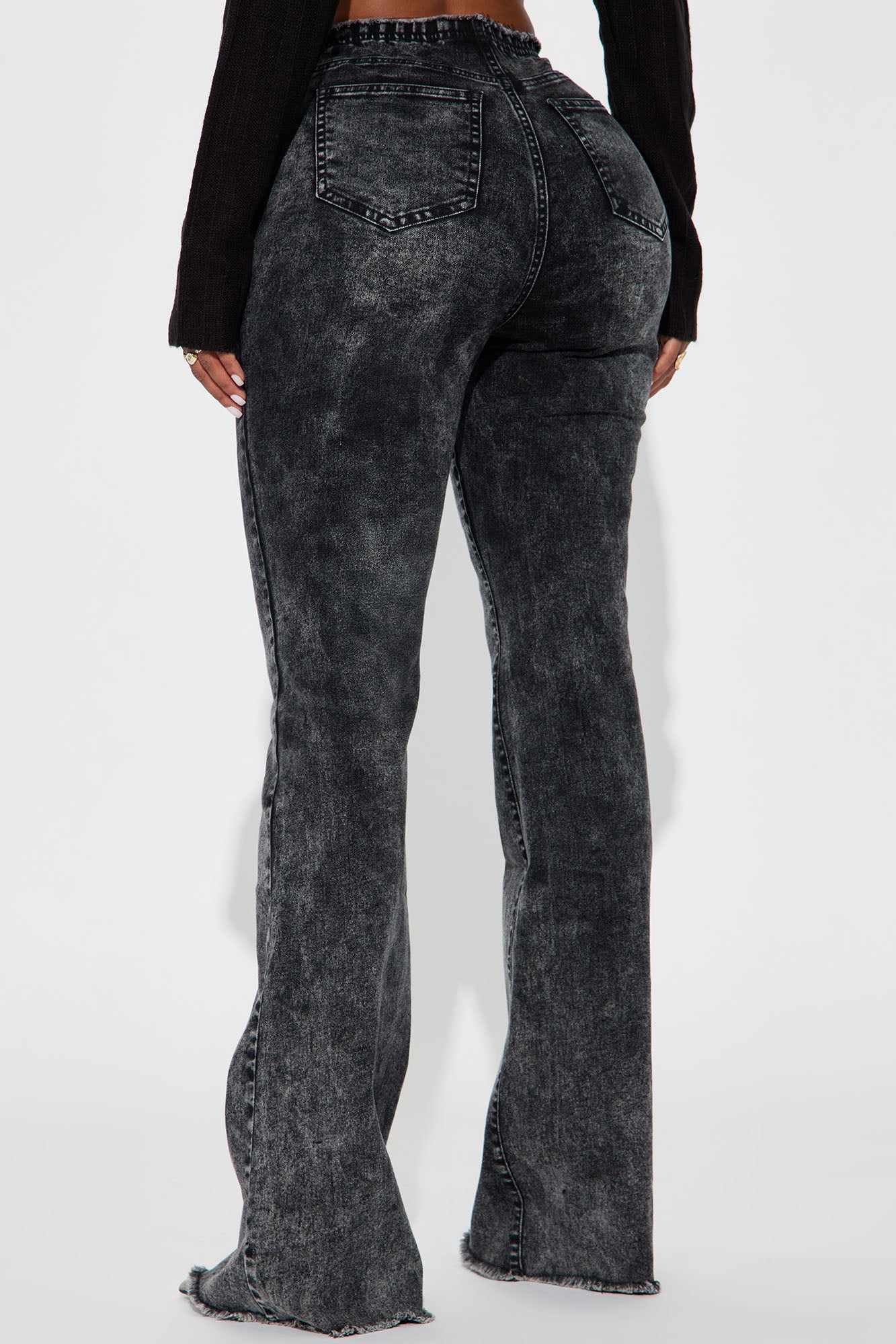 Know You Well Acid Wash Flare Jean - Black Wash - Image 3