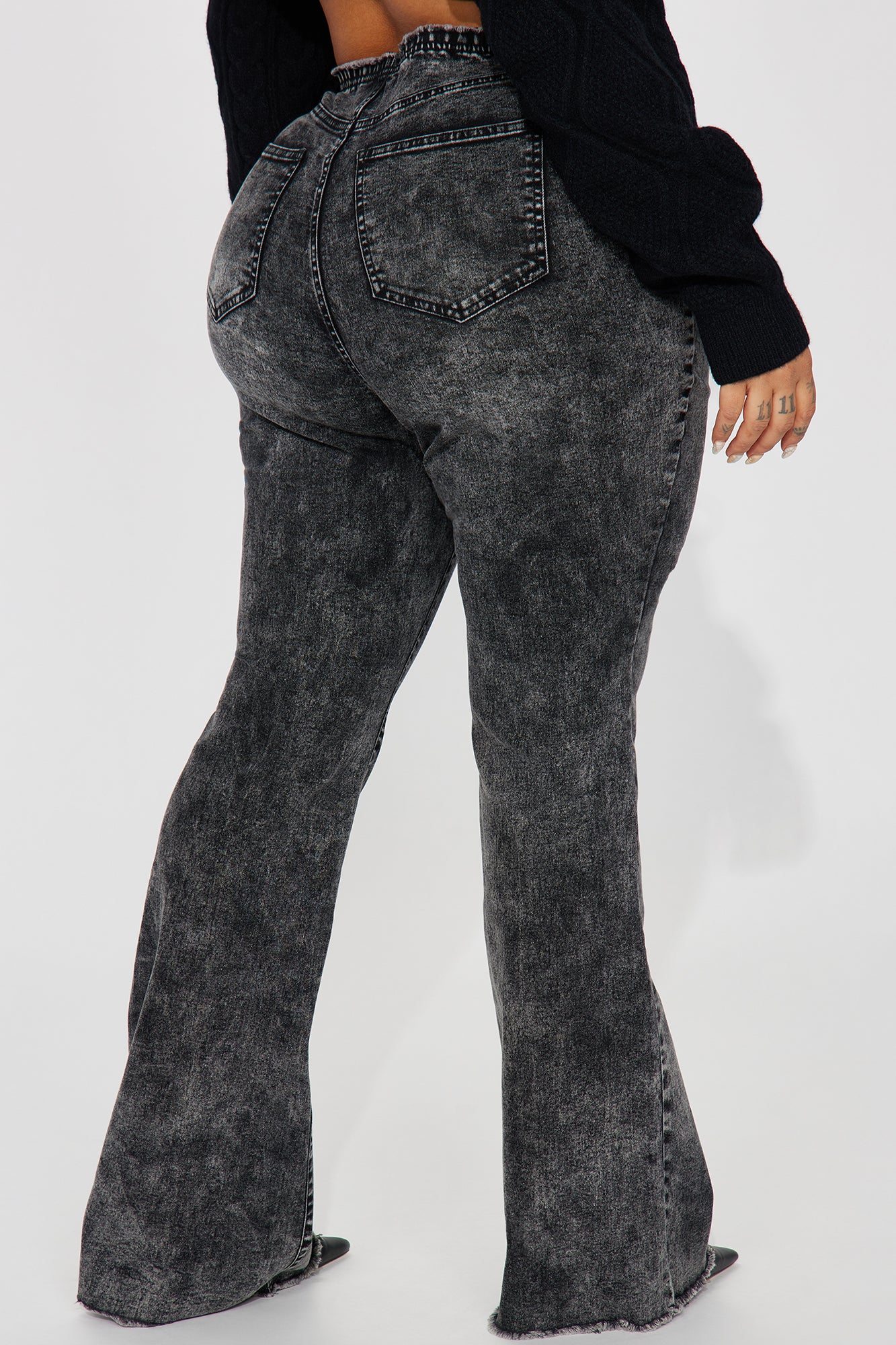 Know You Well Acid Wash Flare Jean - Black Wash - Image 6