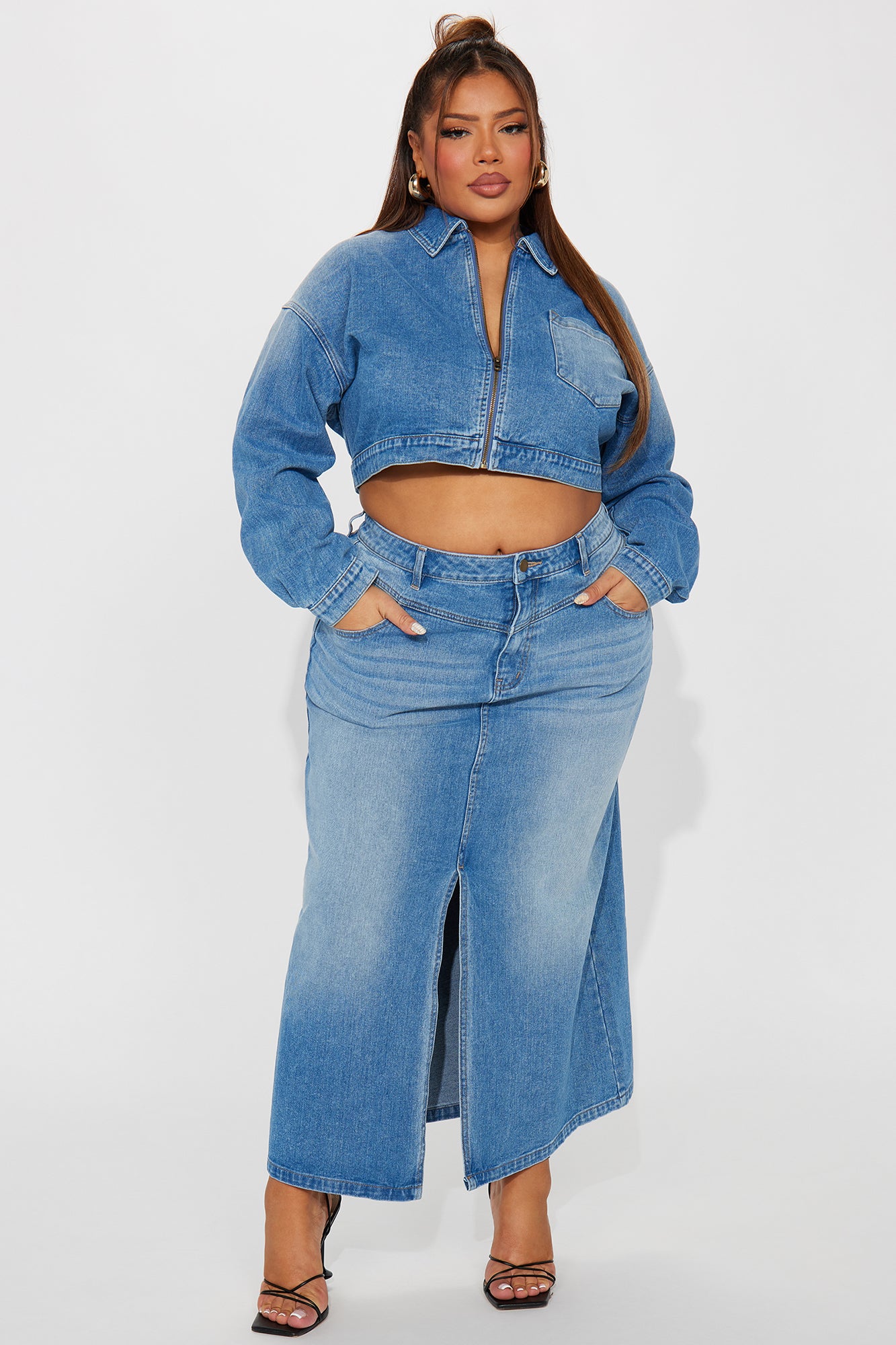 New Mood Denim Skirt Set - Medium Wash - Image 4